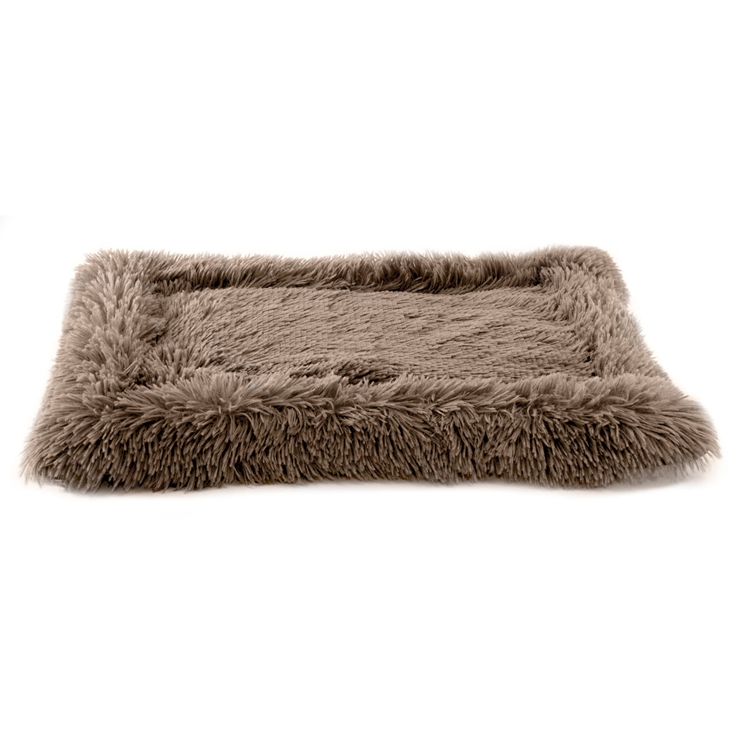 Details Pet Bed Mat, Plush Eyelash Faux Fur Calming Blanket Carpet Rug Mattress for  Cats and Dogs, Bordered Design