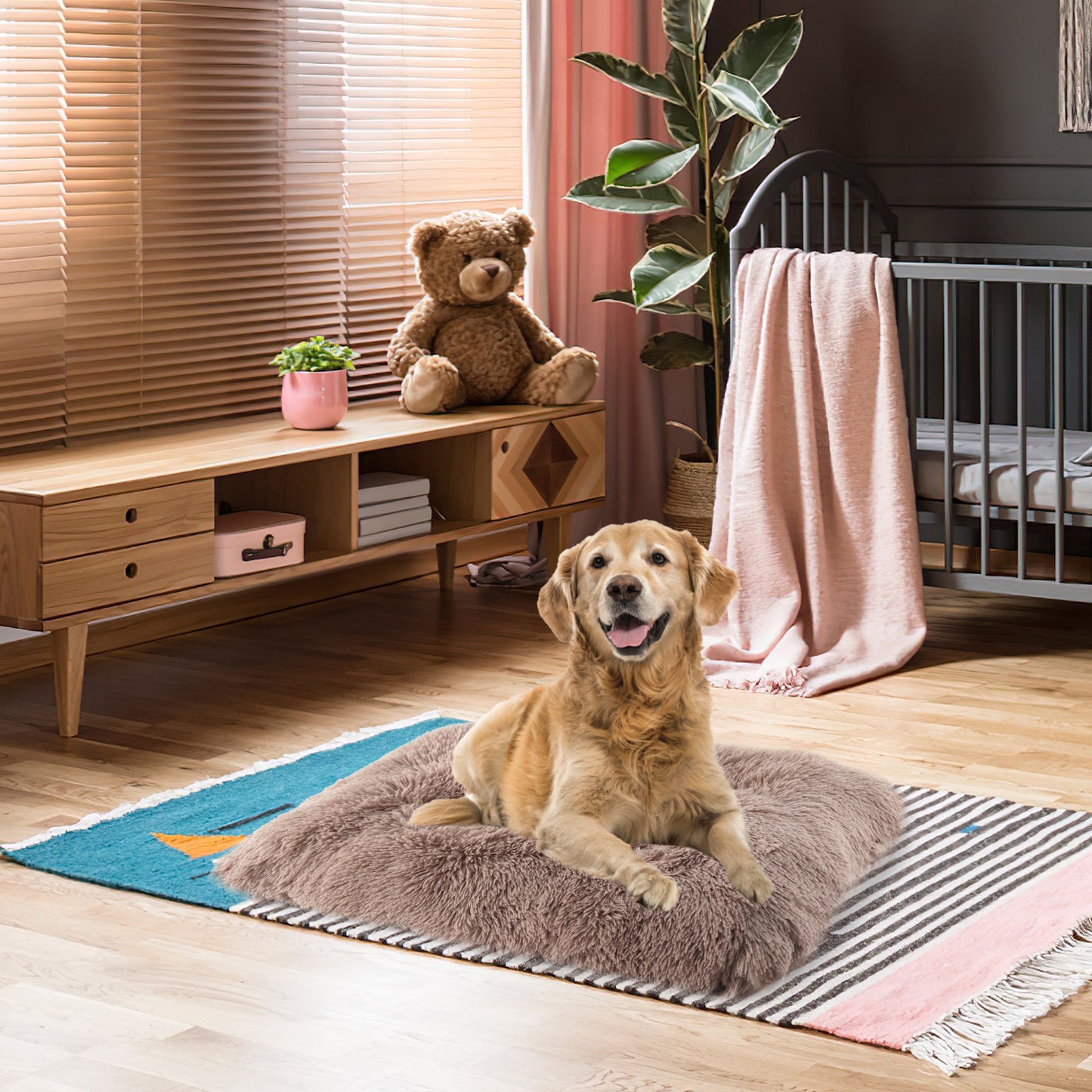 Details Pet Bed Mat, Tufted Plush Eyelash Faux Fur Calming Blanket Carpet Rug Mattress for Cats and Dogs