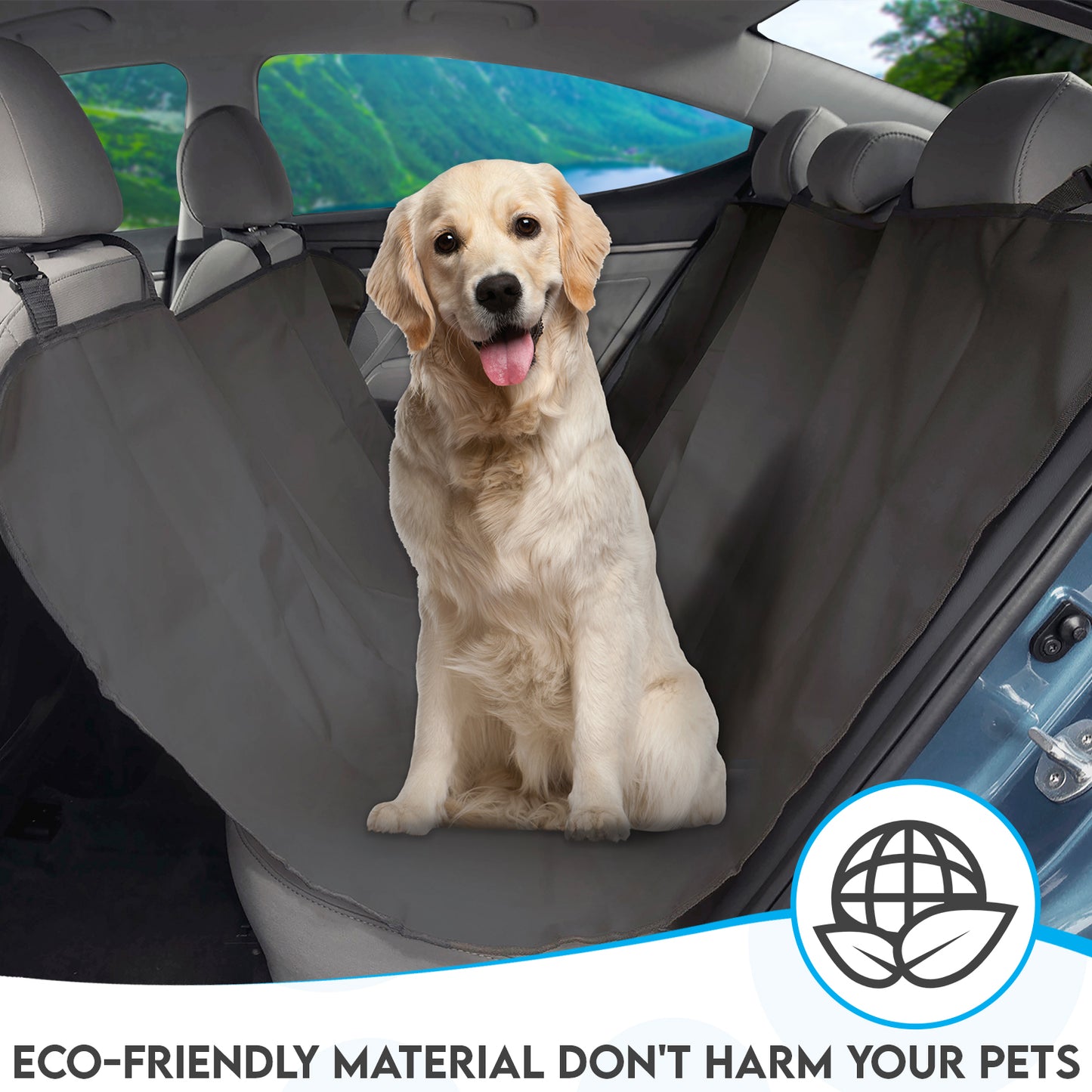 Co-Pilot Dog Car Seat Cover - Pet Hammock for Back Seat, 100% Waterproof, Durable