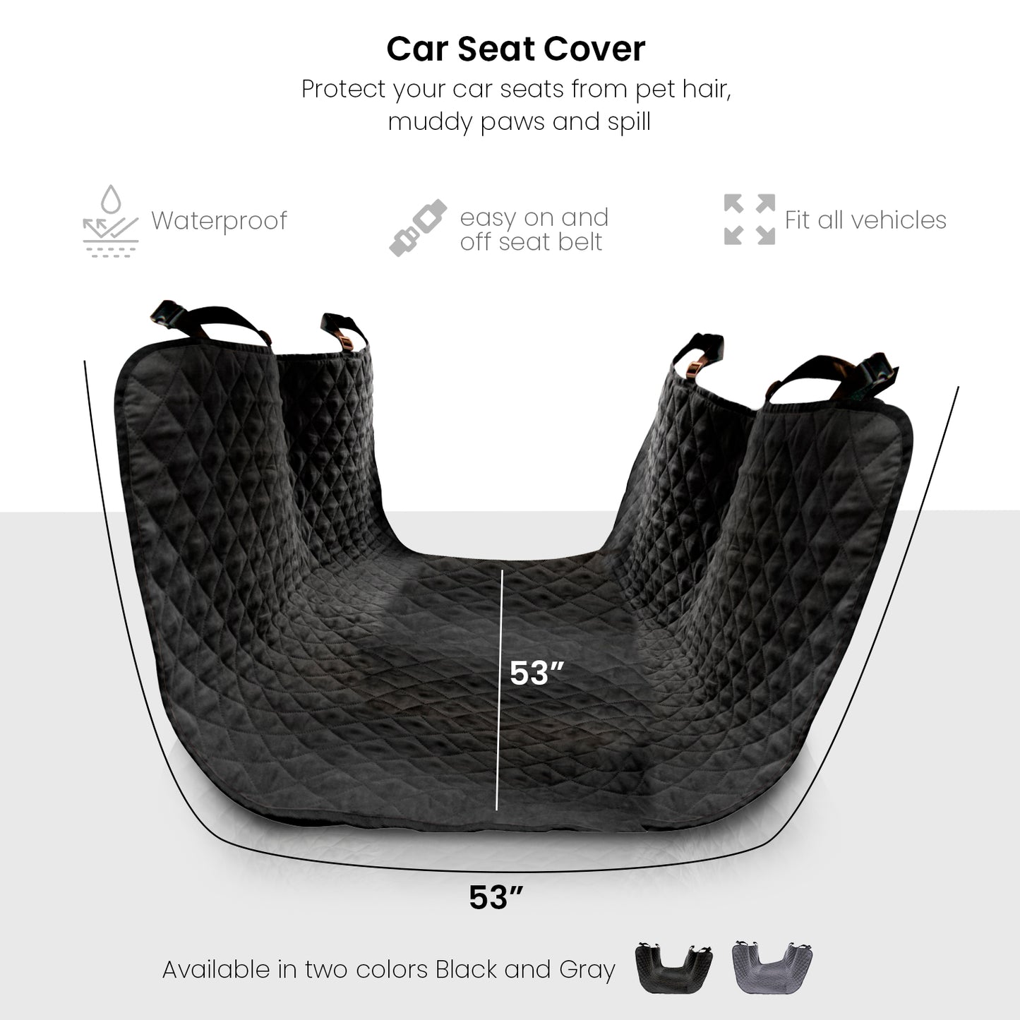 Co-Pilot Car Seat Cover for Pets - Back Seat Protector for Dogs - Pet Hammock, Scratch-Proof, Durable, Quilted Microsuede