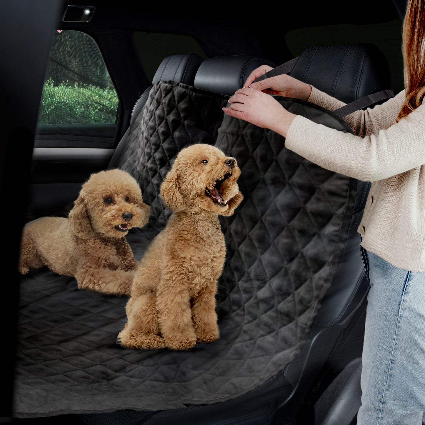 Co-Pilot Car Seat Cover for Pets - Back Seat Protector for Dogs - Pet Hammock, Scratch-Proof, Durable, Quilted Microsuede