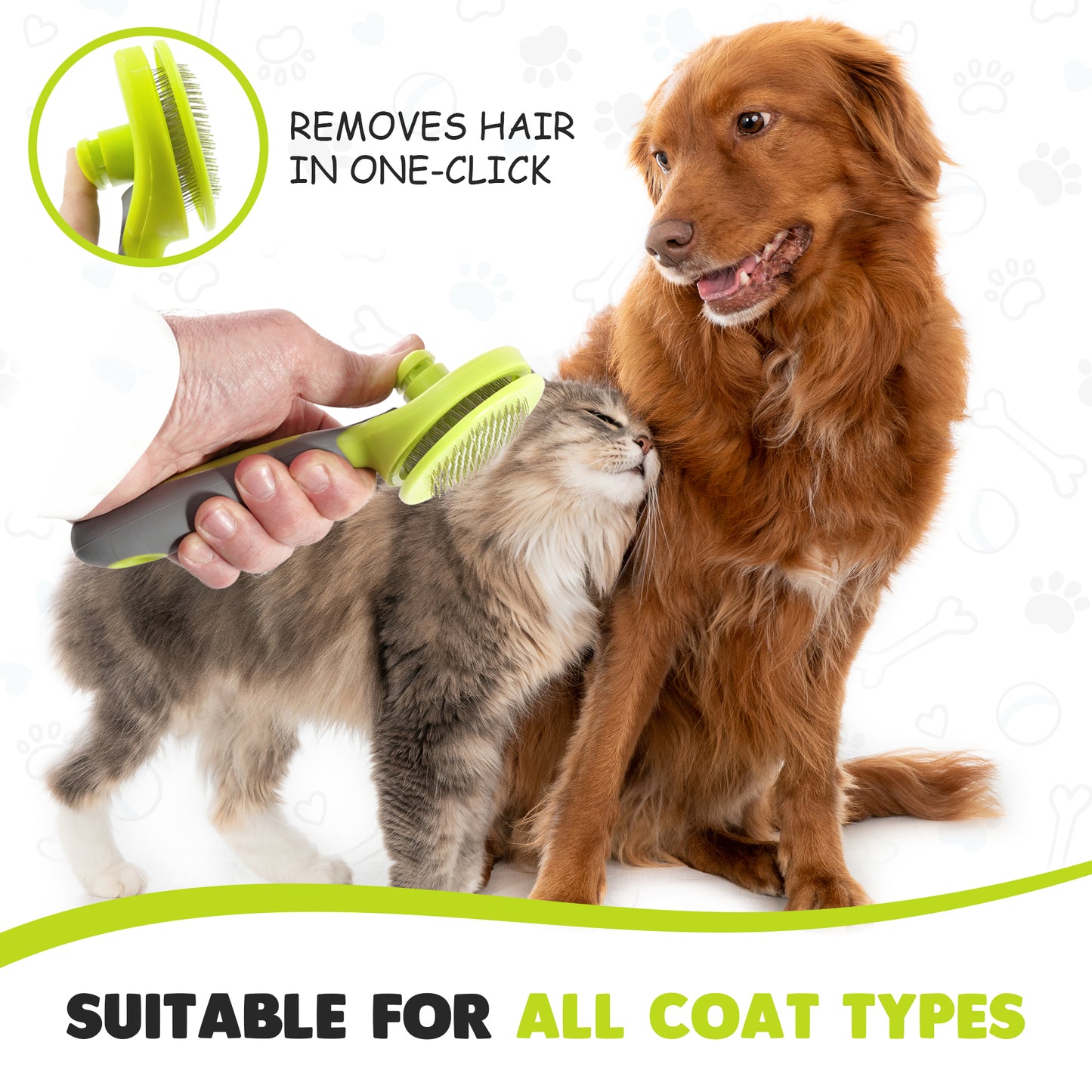 Precious Tails Dog Brush, Cat Brush, Pet Detangling Grooming Brush for Hair Removal of Pets, Retractable Slicker Brush