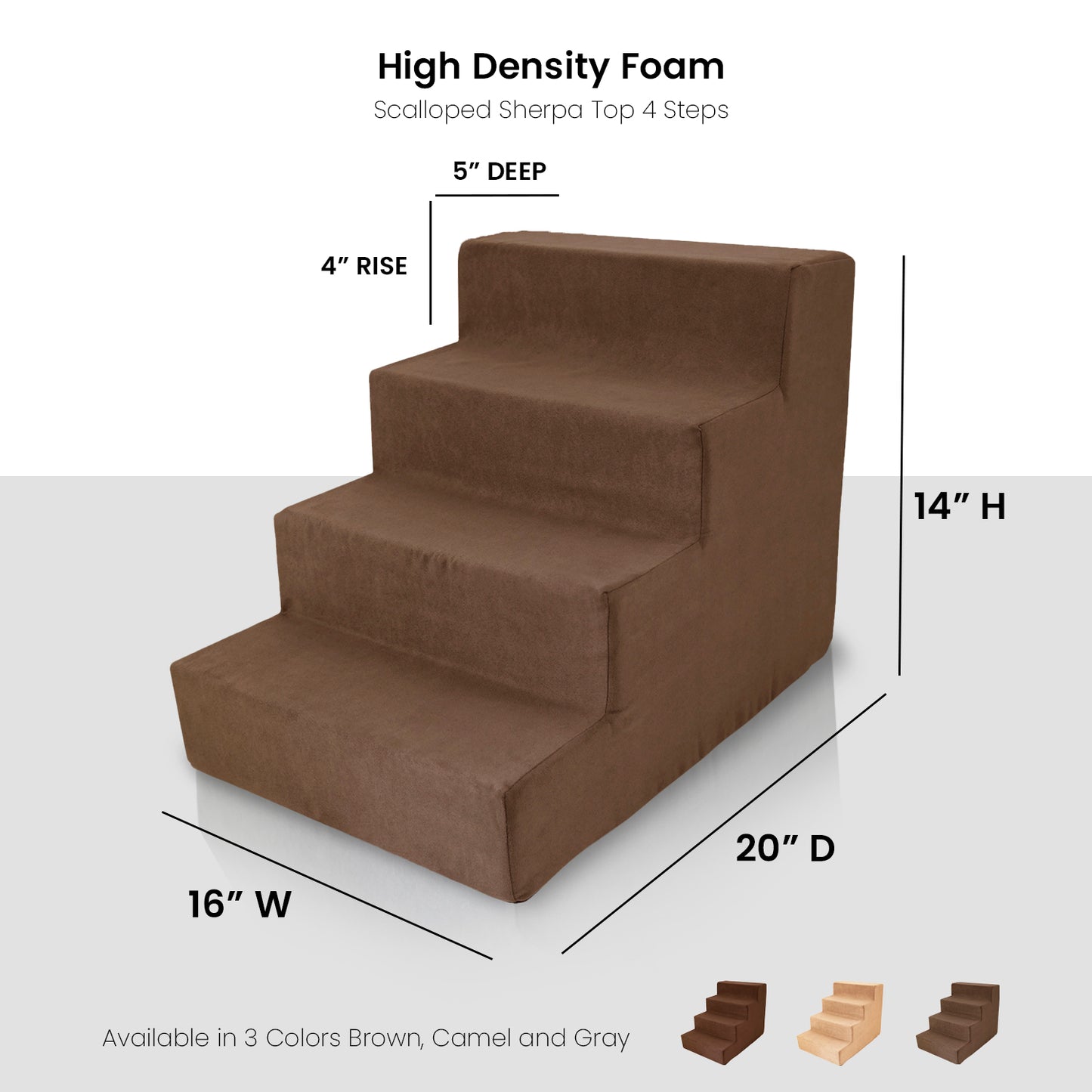 Home Base Dog Steps, Pet Steps for Cats and Dogs for High Beds and Couch, Soft, High Density Foam 4 Step Design