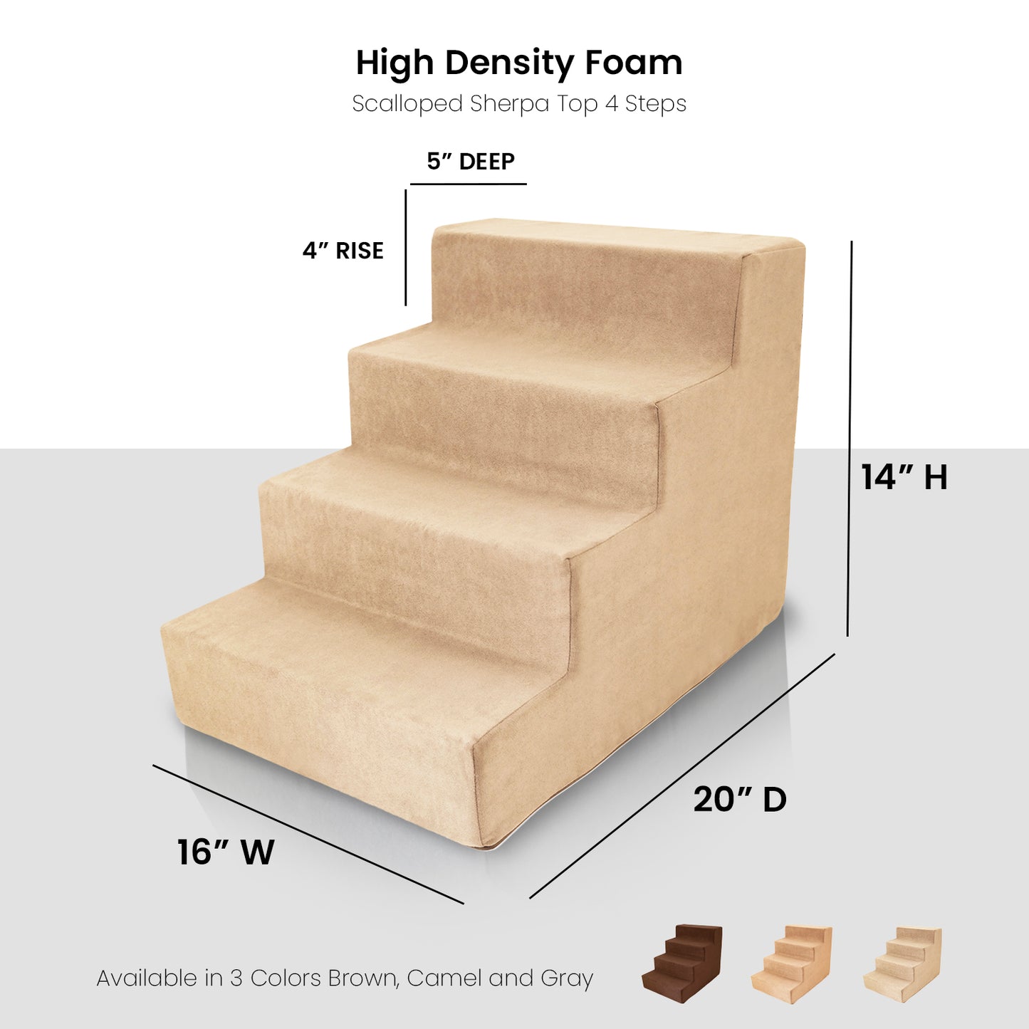 Home Base Dog Steps, Pet Steps for Cats and Dogs for High Beds and Couch, Soft, High Density Foam 4 Step Design