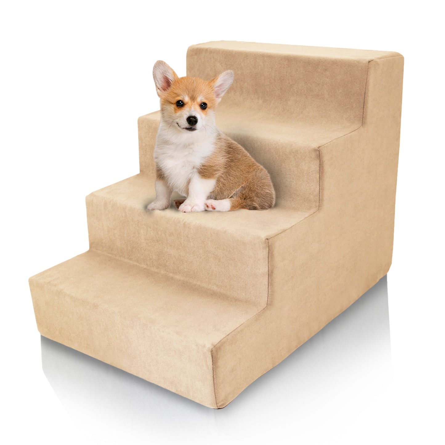 Home Base Dog Steps, Pet Steps for Cats and Dogs for High Beds and Couch, Soft, High Density Foam 4 Step Design