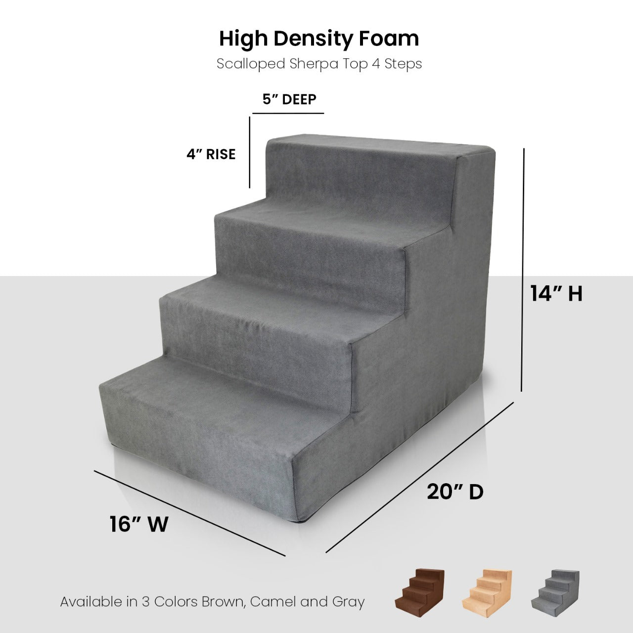 Home Base Dog Steps, Pet Steps for Cats and Dogs for High Beds and Couch, Soft, High Density Foam 4 Step Design