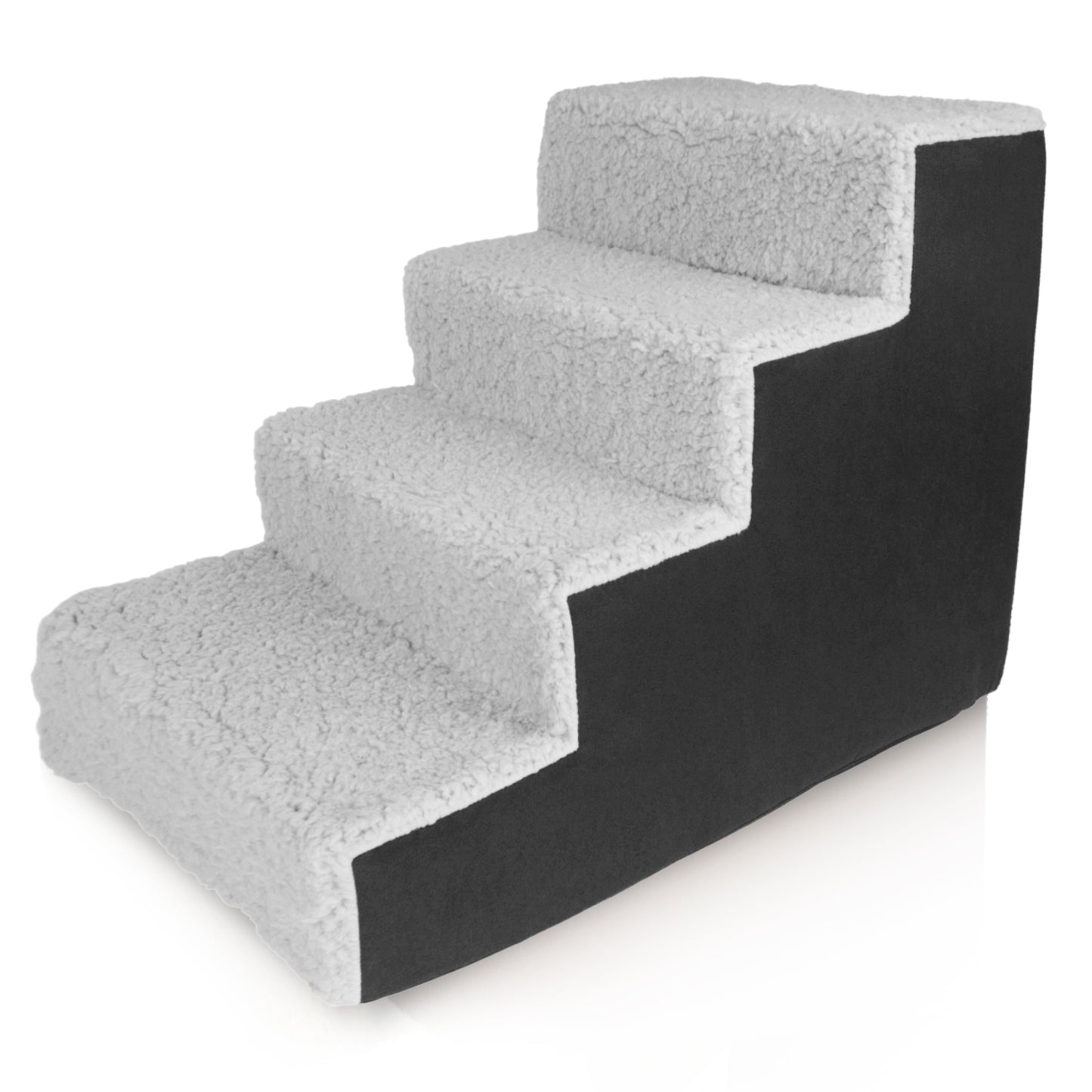 Home Base Dog Stairs 4-Step, Pet Steps for Couch and High Bed, Non Slip, High Density Sherpa Foam Pet Stairs