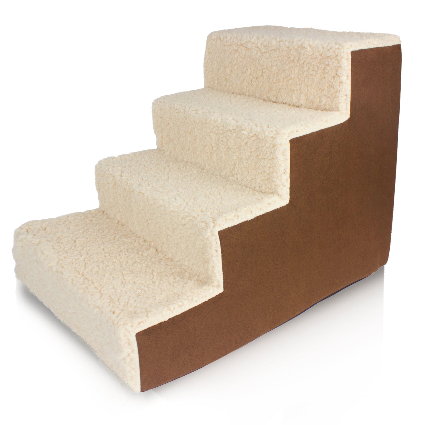 Home Base Dog Stairs 4-Step, Pet Steps for Couch and High Bed, Non Slip, High Density Sherpa Foam Pet Stairs