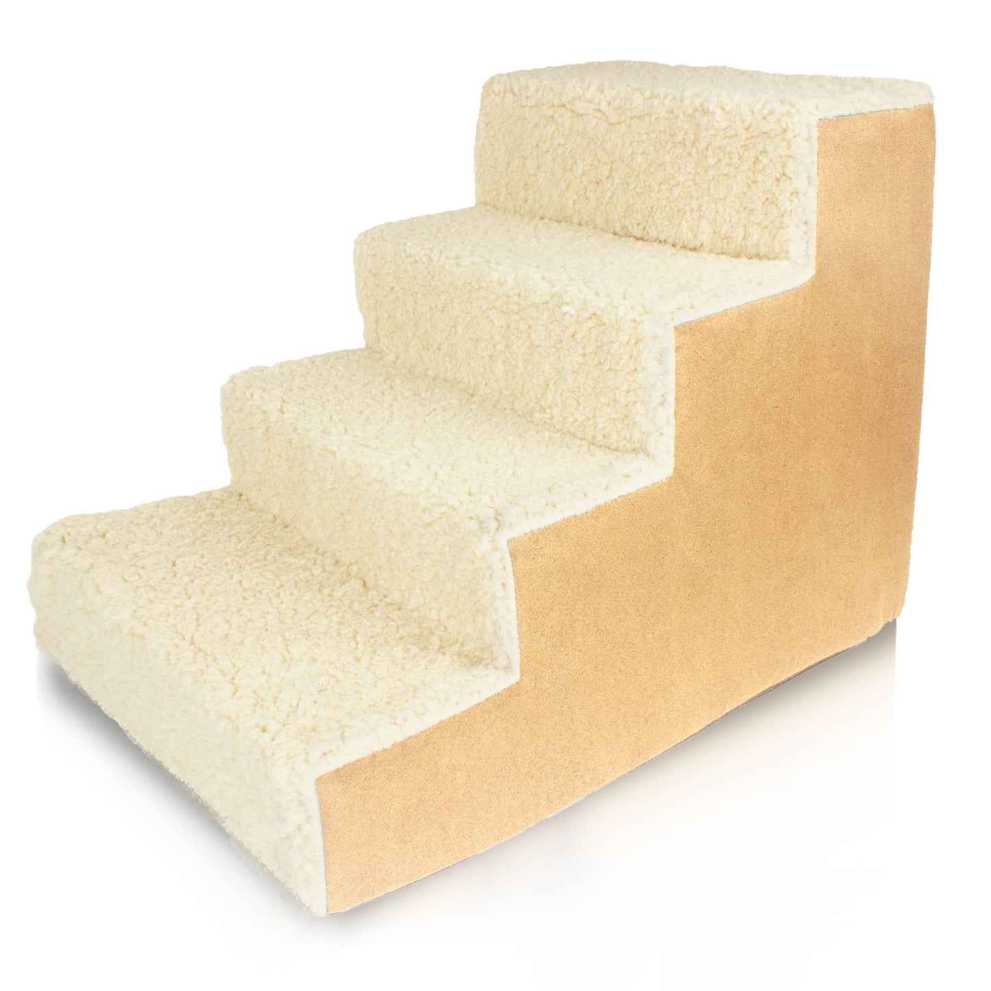 Home Base Dog Stairs 4-Step, Pet Steps for Couch and High Bed, Non Slip, High Density Sherpa Foam Pet Stairs