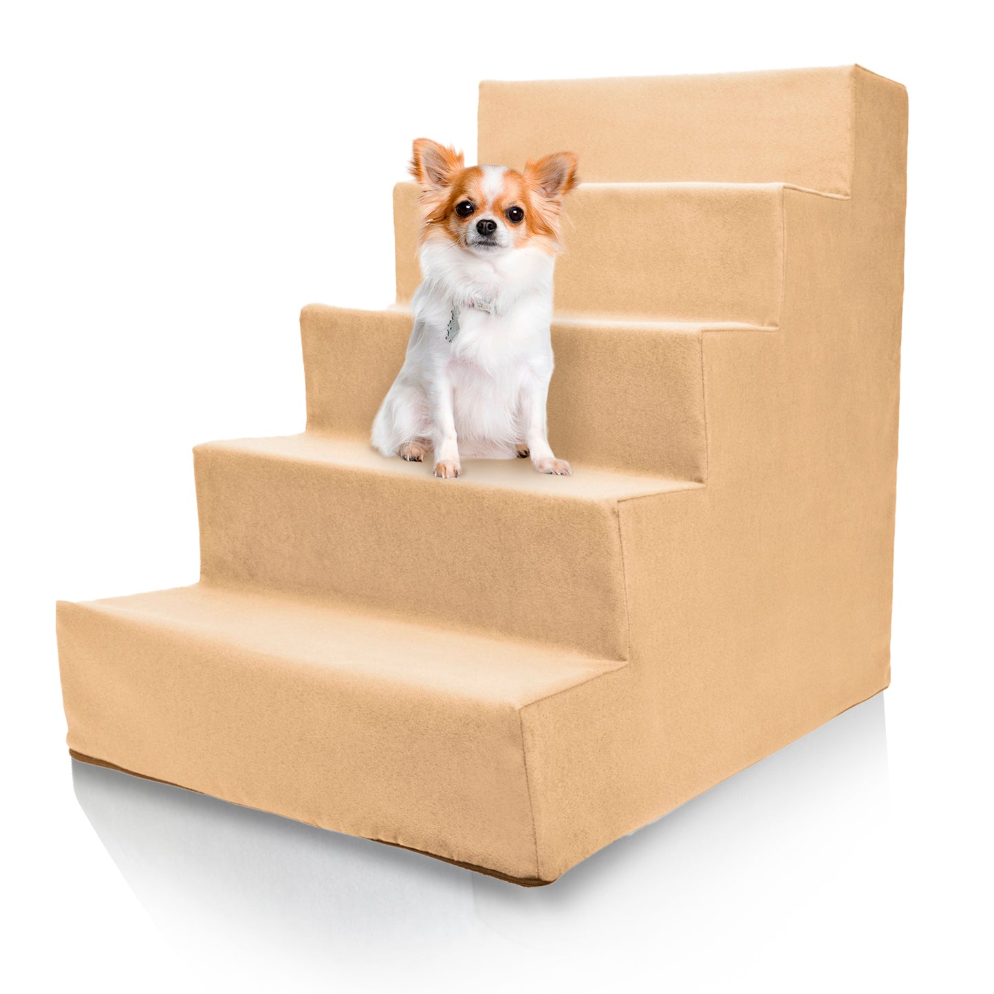 Home Base 5-Step Dog Stairs for Bed, Dog Steps for Couch, Non Slip Ramp, High Density Foam Pet Stair for Cats and Dogs