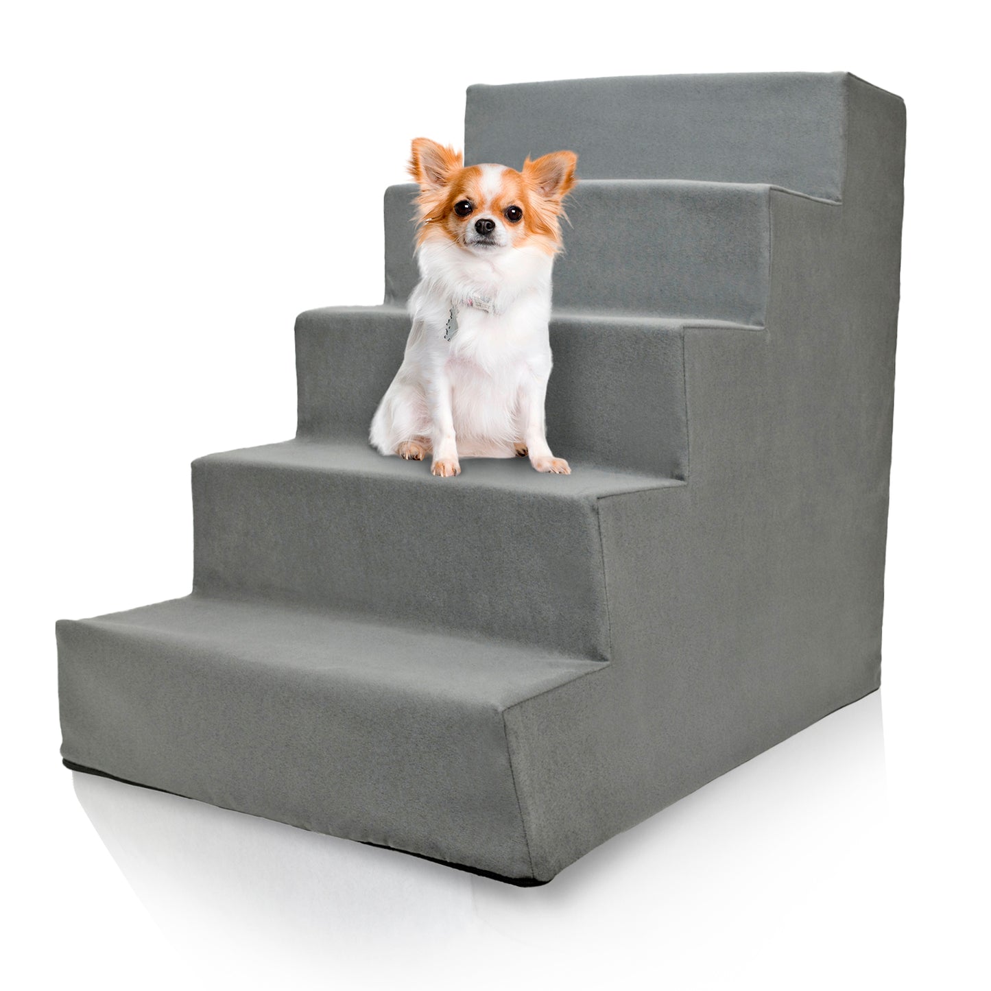 Home Base 5-Step Dog Stairs for Bed, Dog Steps for Couch, Non Slip Ramp, High Density Foam Pet Stair for Cats and Dogs