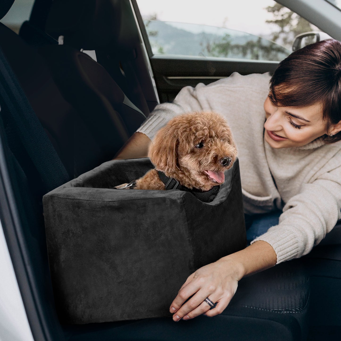 Co-Pilot Dog Car Seat - Washable Booster Seats for Small Dogs - Pet Car Seats Travel Bed for Truck &  SUV