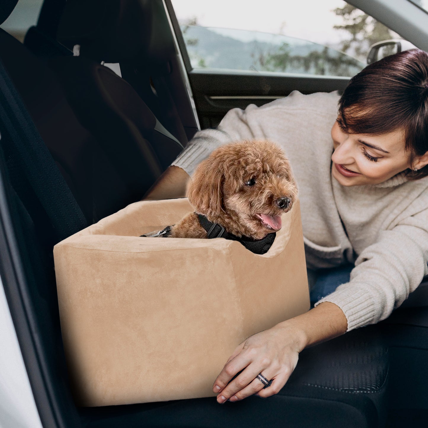 Co-Pilot Dog Car Seat - Washable Booster Seats for Small Dogs - Pet Car Seats Travel Bed for Truck &  SUV