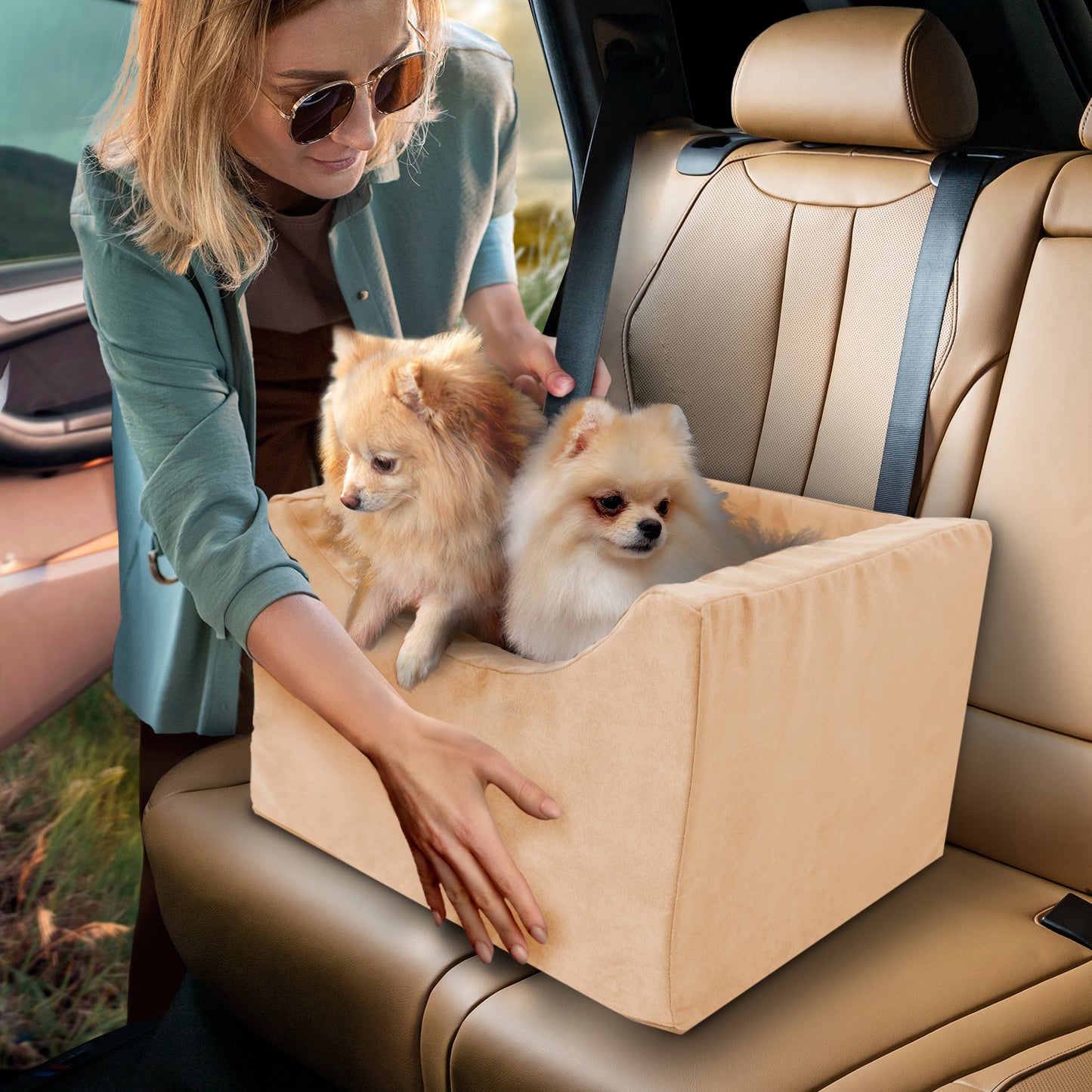 Co-Pilot Dog Car Seat - Washable Booster Seats for Small Dogs - Pet Car Seats Travel Bed for Truck &  SUV