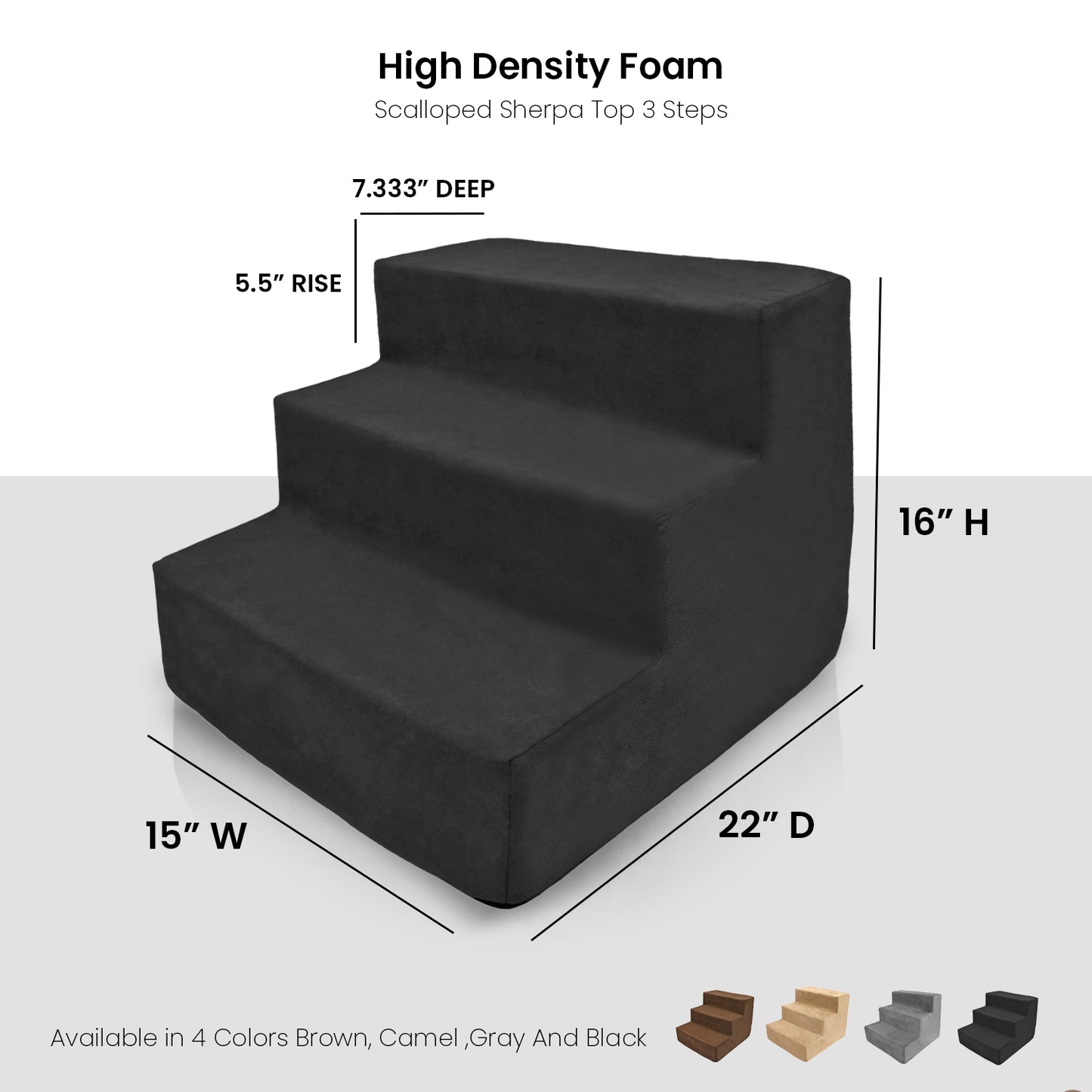 Home Base 3-Step Dogs Stairs for Bed, Dog Step for Couch and High Bed, Non Slip Ramp,  High Density Foam Pet Stair for Cats and Dogs