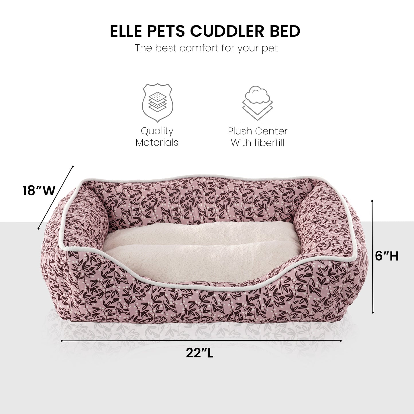 Elle Cuddler Dog Beds for Small Dogs - Washable Pet Bed for Cat and Dog, Printed Microsuede with Plush Center