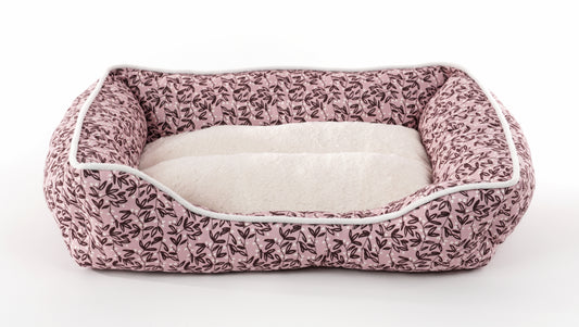 Elle Cuddler Dog Beds for Small Dogs - Washable Pet Bed for Cat and Dog, Printed Microsuede with Plush Center