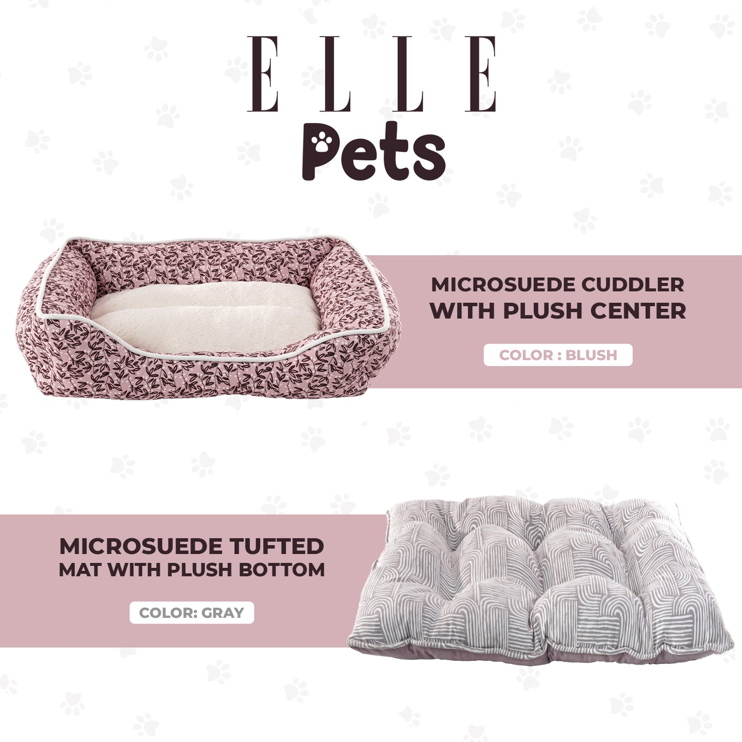 Elle Cuddler Dog Beds for Small Dogs - Washable Pet Bed for Cat and Dog, Printed Microsuede with Plush Center