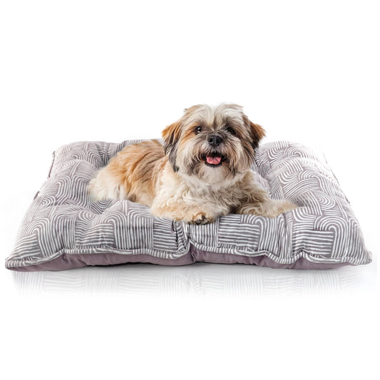 Elle Pet Bed for Cats and Dogs - Tufted  Dog Crate Mat - Cushion Pet Beds, Printed Microsuede with Plush  Bottom