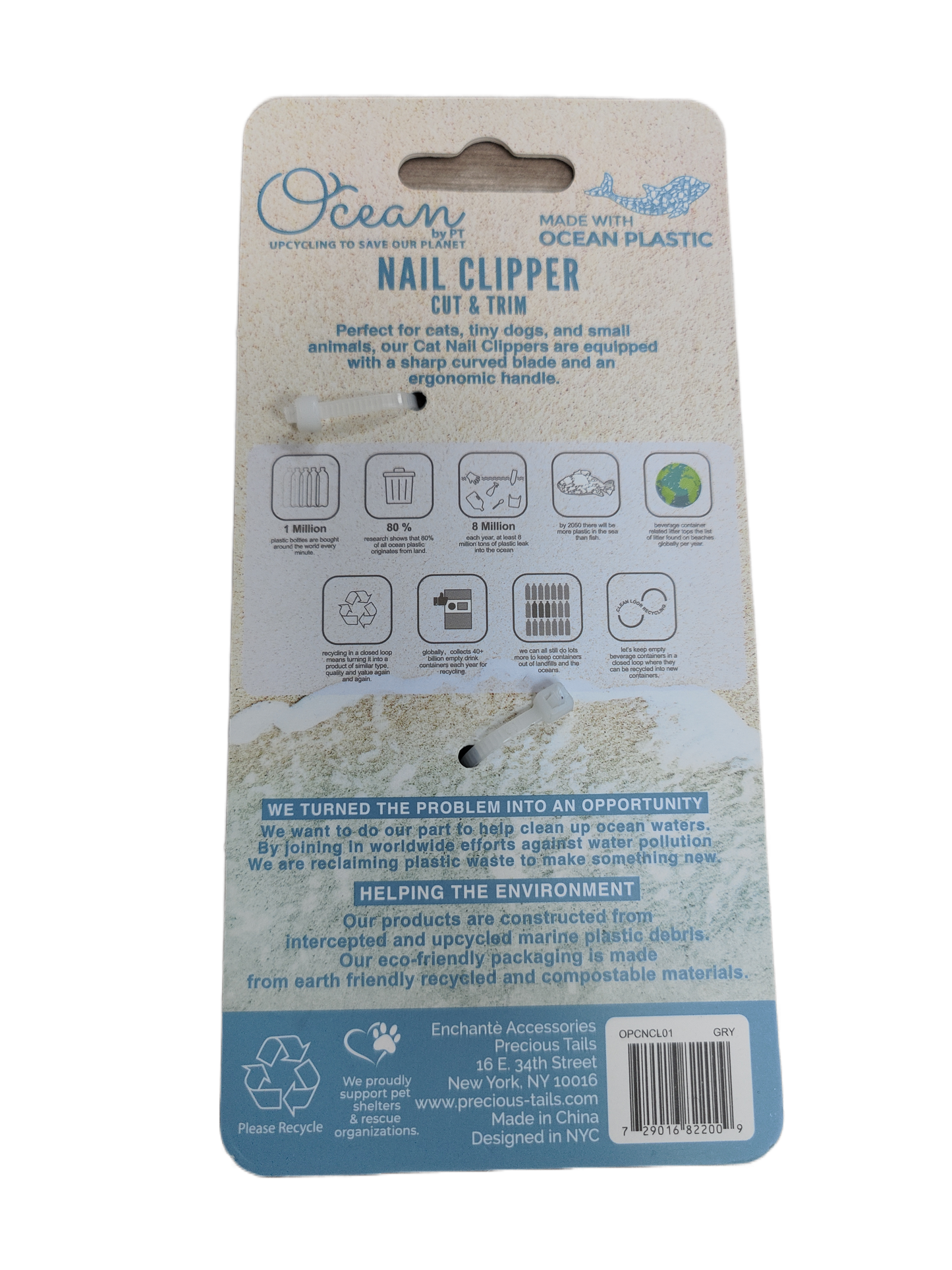 Ocean Plastic by PT Pet Nail Clipper, Eco-Friendly Grooming Tool for Dogs and Cats