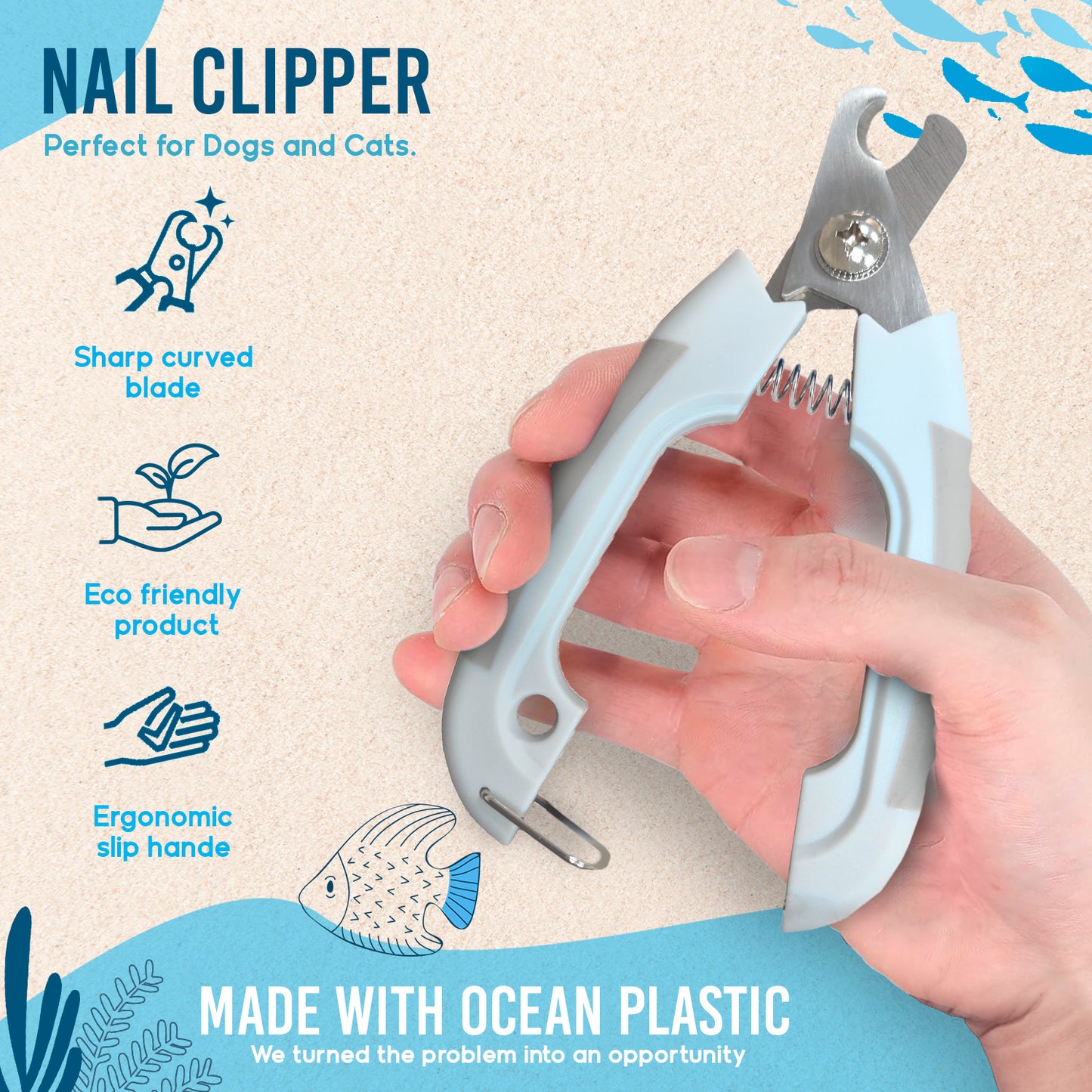 Ocean Plastic by PT Eco-Friendly Pet Nail Clipper, Sustainable Grooming Tool for Dogs and Cats