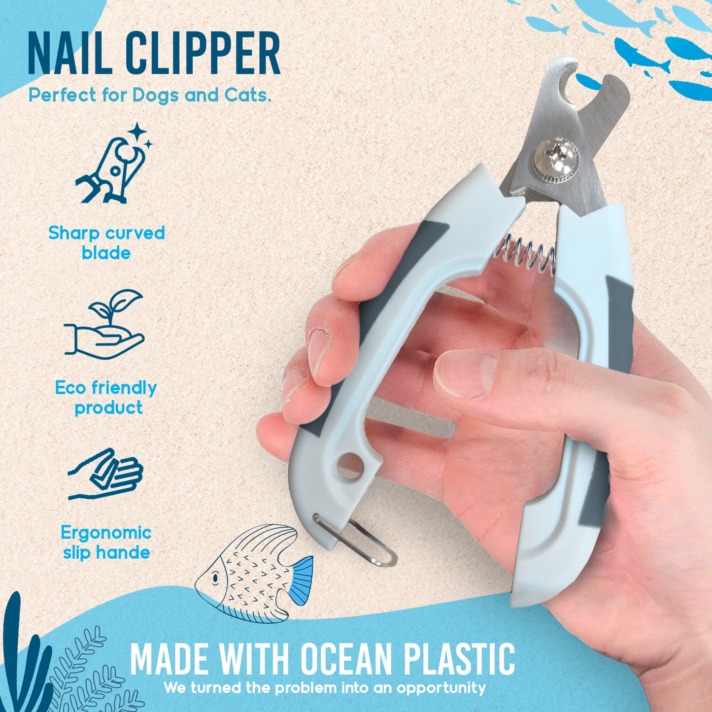 Ocean Plastic by PT Eco-Friendly Pet Nail Clipper, Sustainable Grooming Tool for Dogs and Cats