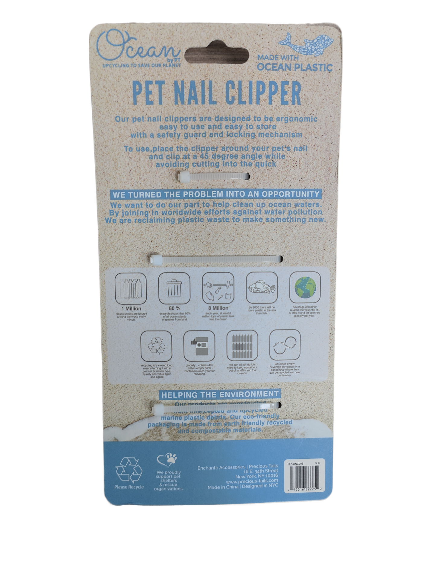 Ocean Plastic by PT Eco-Friendly Pet Nail Clipper, Sustainable Grooming Tool for Dogs and Cats