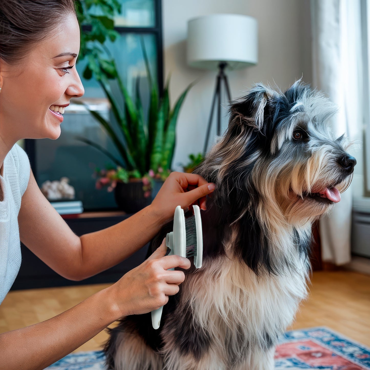 Ocean Plastic by PT Self-Cleaning Slicker Brush for Pets, Retractable Head, Eco-Friendly Grooming Tool for Dogs and Cats