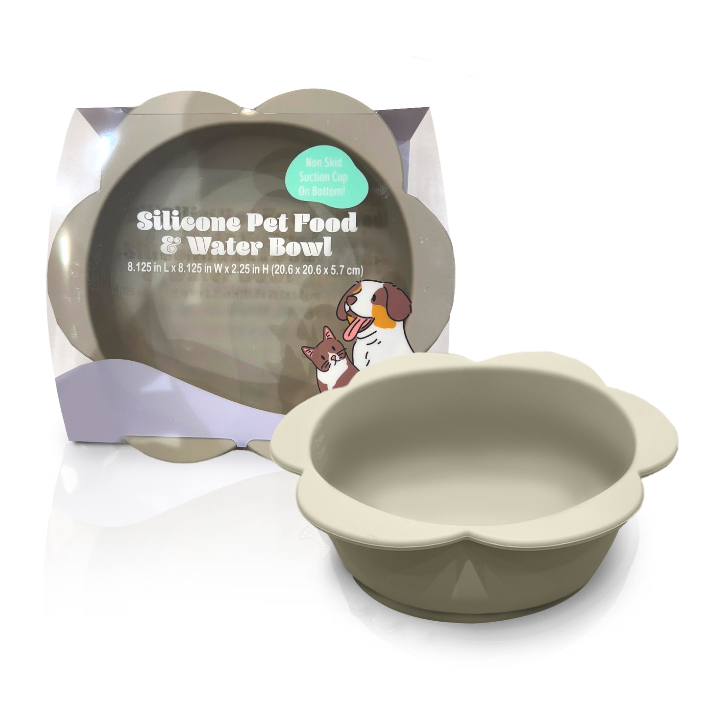 P.T. Supply Co. Flower Shaped Silicone Pet Bowl, with Non-Slip Suction Base, Durable Feeding Dish for Dogs & Cats