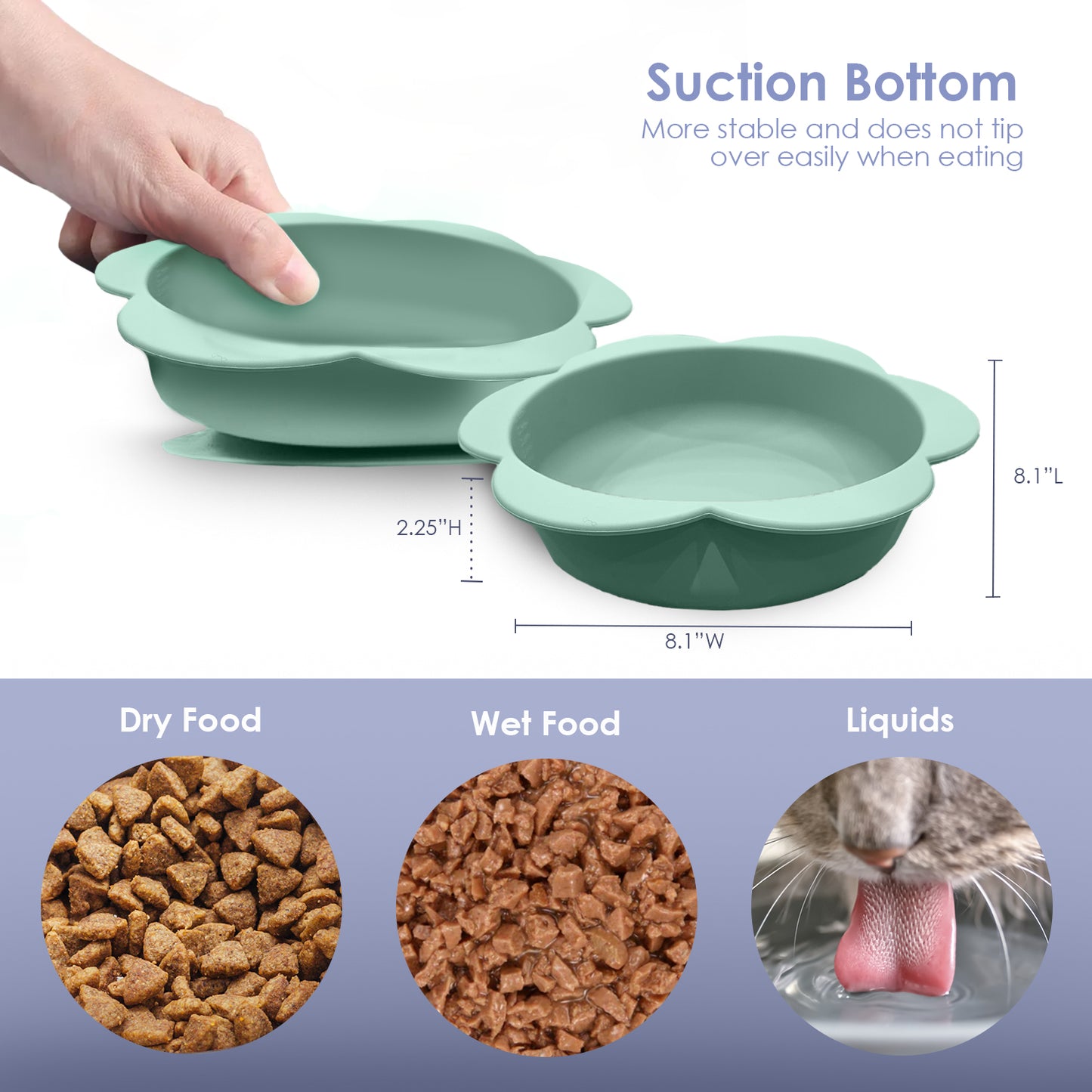 P.T. Supply Co. Flower Shaped Silicone Pet Bowl, with Non-Slip Suction Base, Durable Feeding Dish for Dogs & Cats