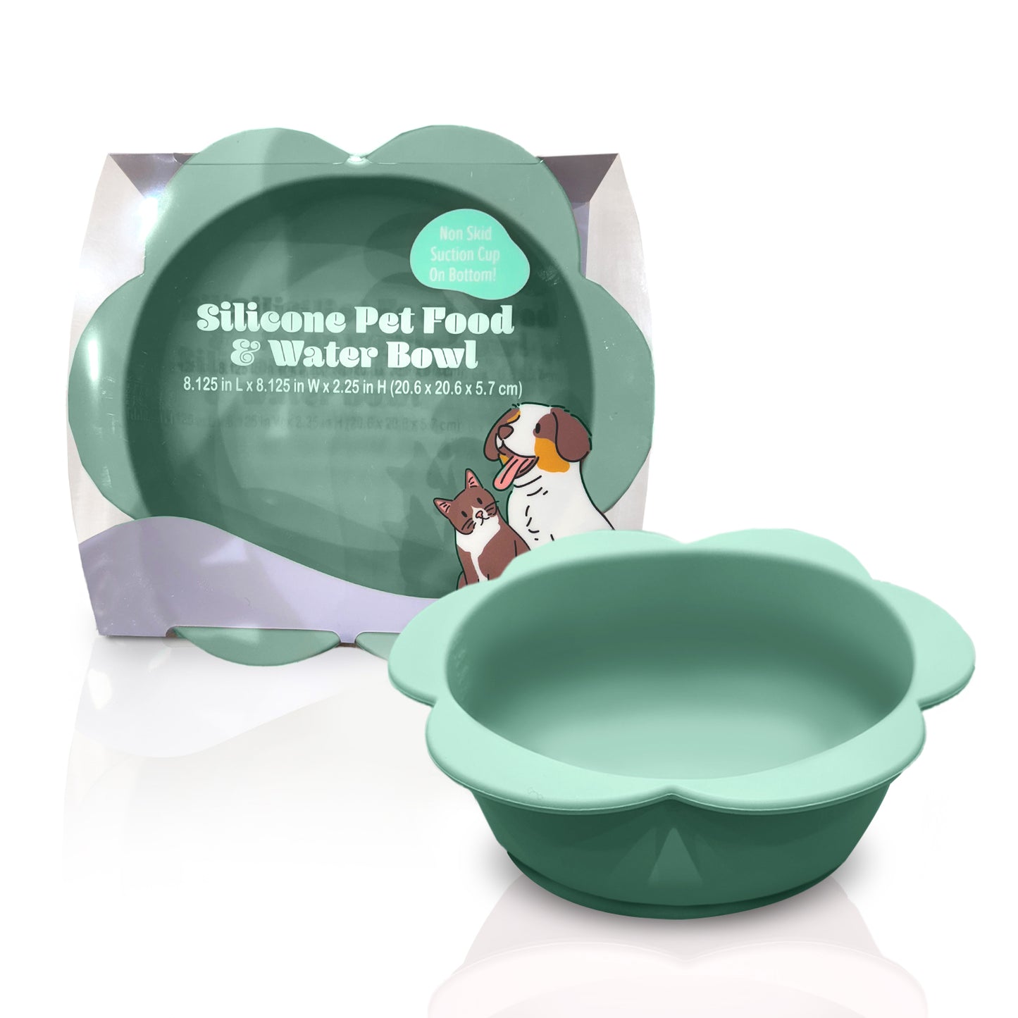 P.T. Supply Co. Flower Shaped Silicone Pet Bowl, with Non-Slip Suction Base, Durable Feeding Dish for Dogs & Cats