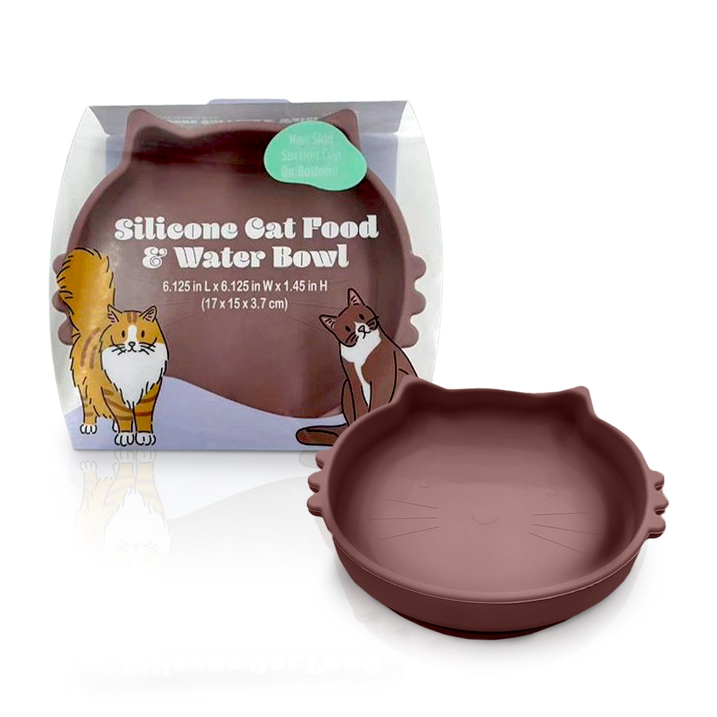 P.T. Supply Co. Cat Shaped Silicone Pet Bowl with Non-Slip Suction Base