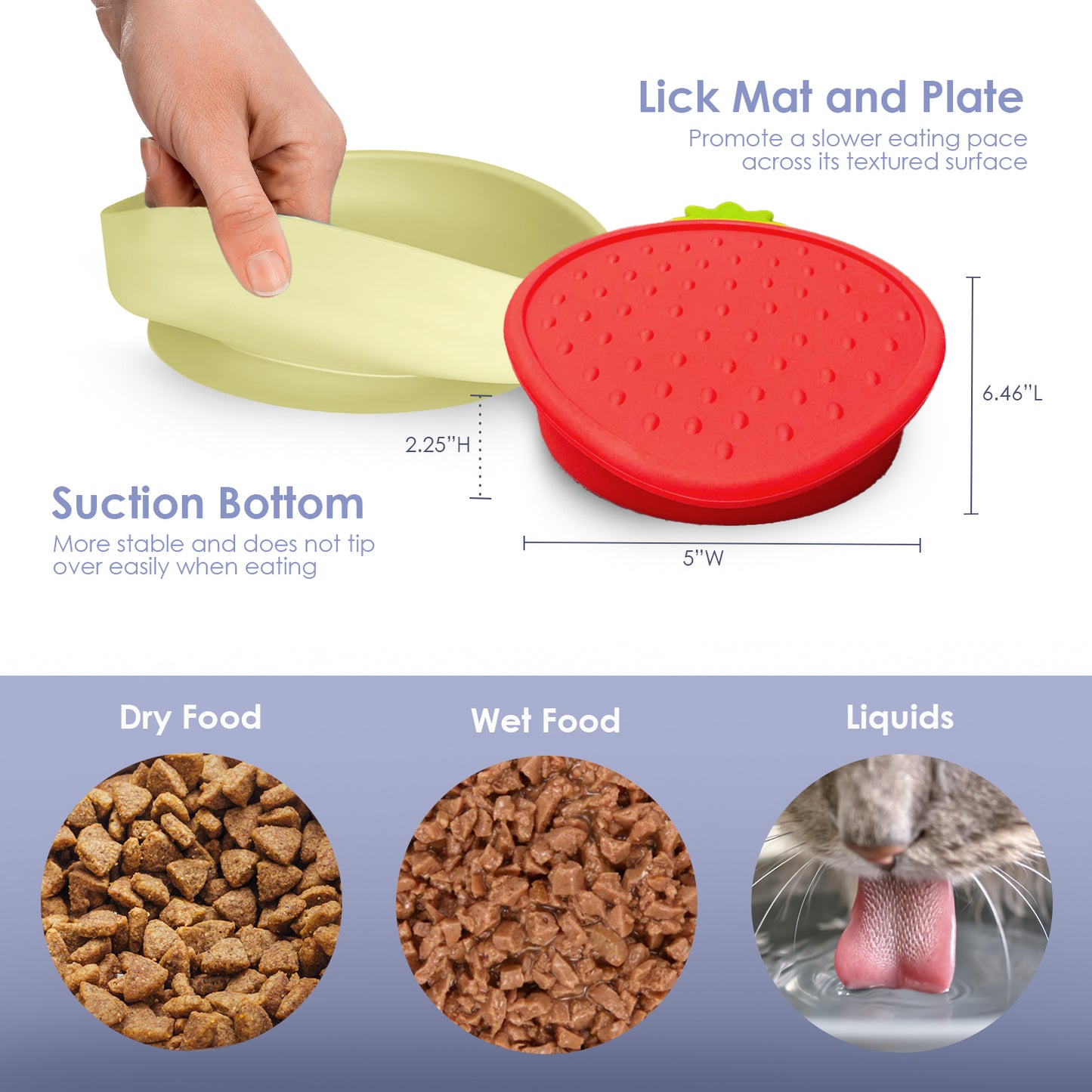 P.T. Supply Co. Lilac Small Flower-Shaped Silicone Pet Bowl with Non-Slip Suction Base