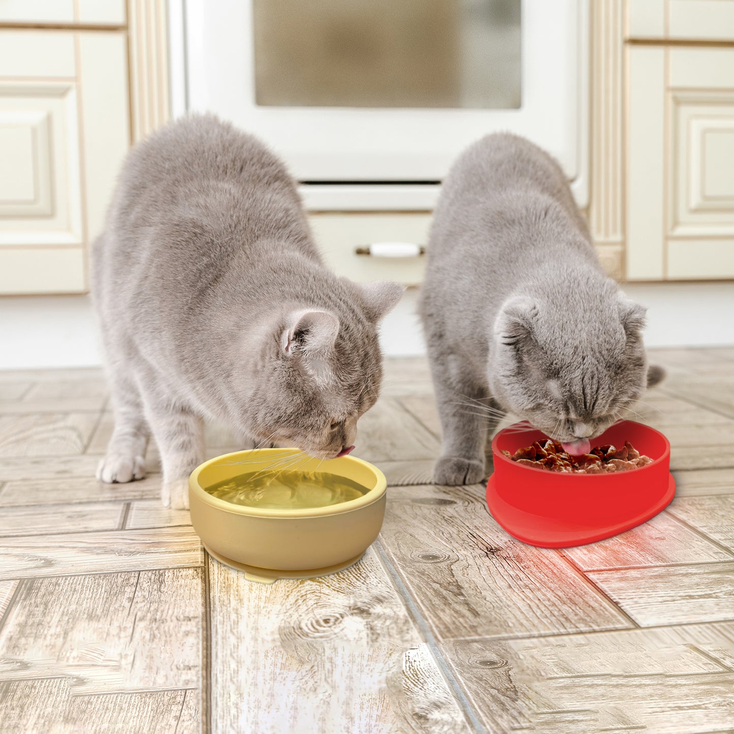 P.T. Supply Co. Red Small Strawberry Shaped Silicone Pet Bowl with Non-Slip Suction Base