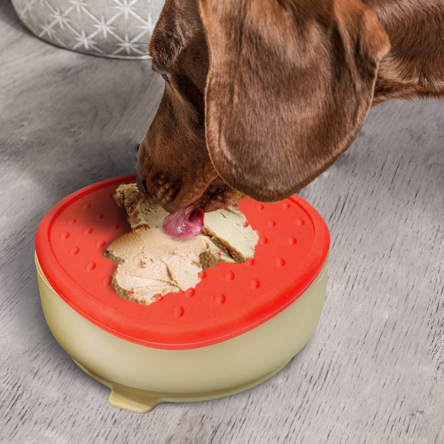 P.T. Supply Co. Red Small Strawberry Shaped Silicone Pet Bowl with Non-Slip Suction Base