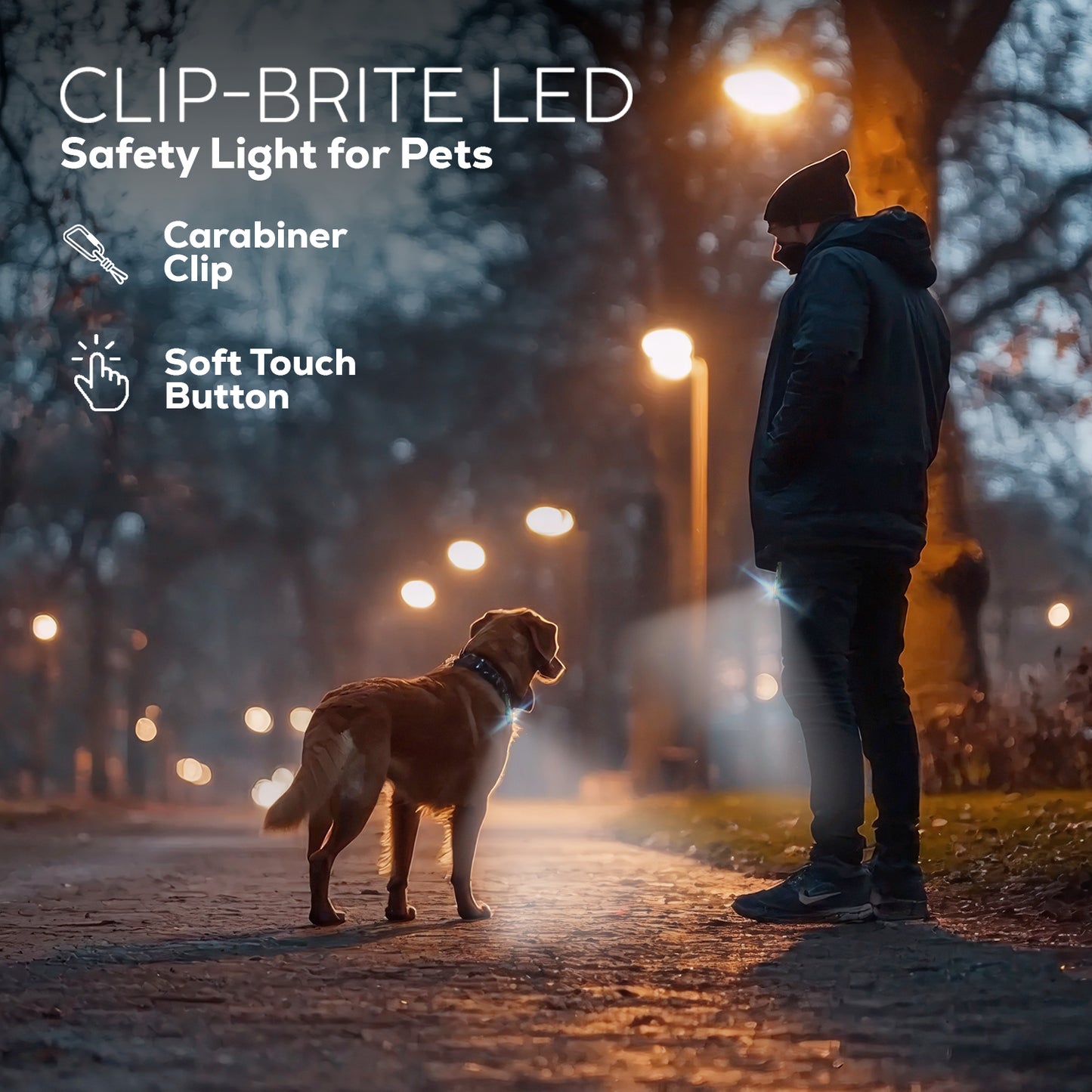 Pilot & Scout Clip-Brite LED Safety Light for Pets, High Visibility, Clip-On LED for Dogs and Cats