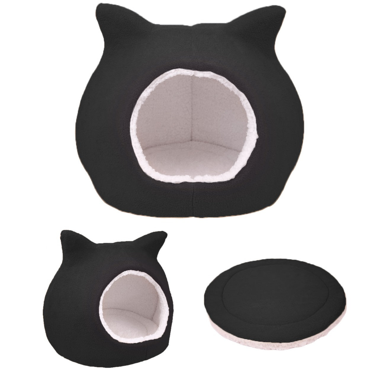 Details Cat Bed, Cave Beds for Cats, Sherpa Fleece Cat House/Tent with Removable Cushion for Pet Kittens