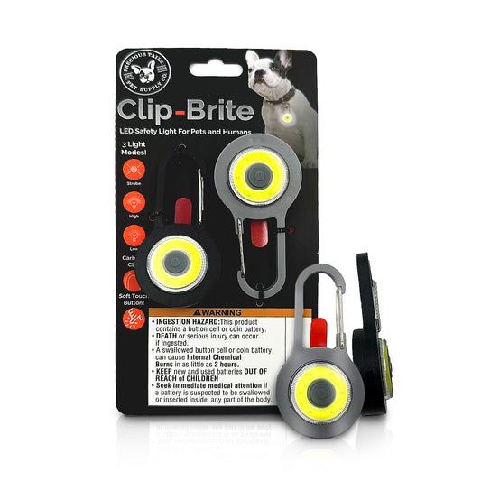 P.T. Supply Co. Clip-Brite LED Safety Light for Pets, High Visibility Clip-On Light for Dogs & Cats