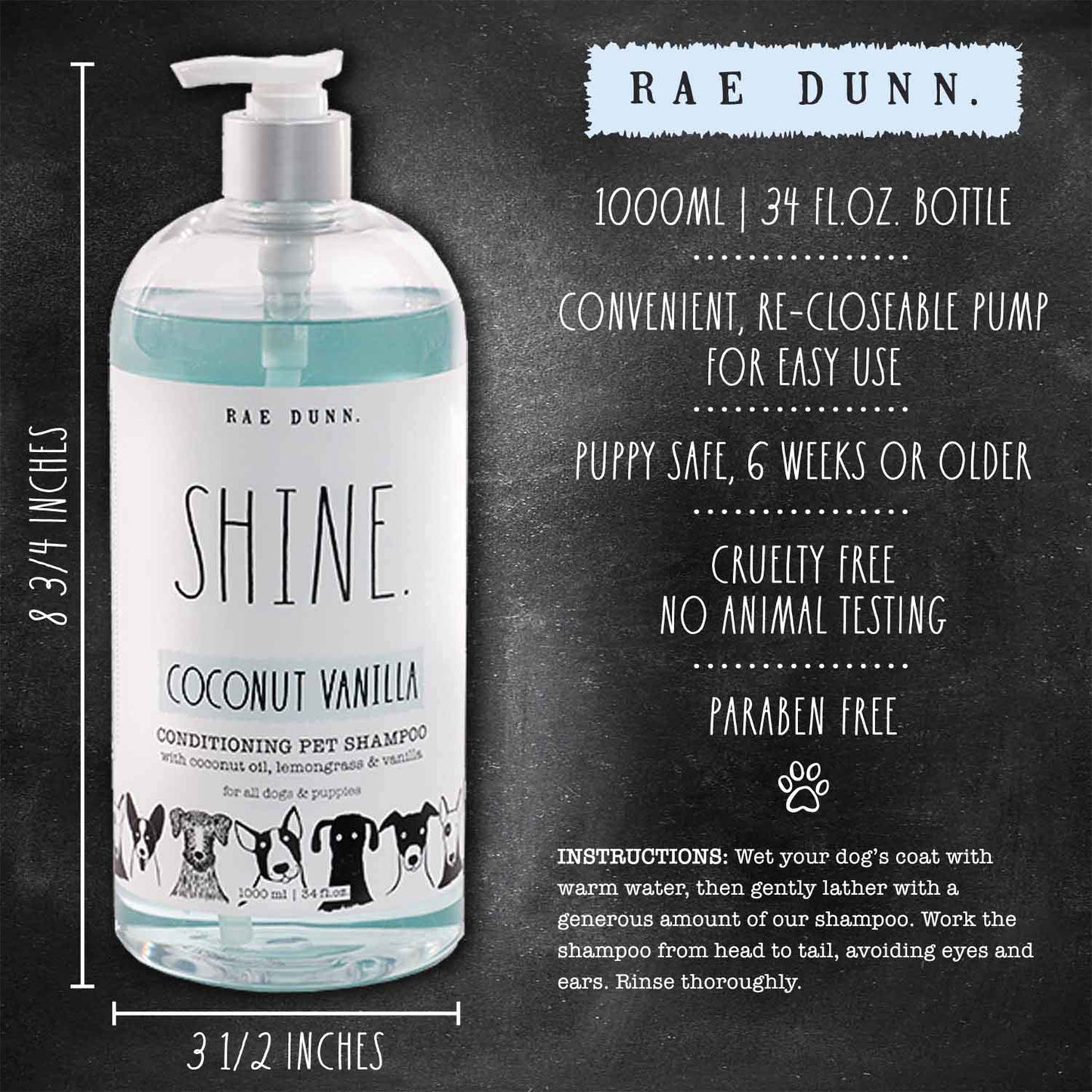 Rae Dunn "SHINE" Conditioning Pet Shampoo