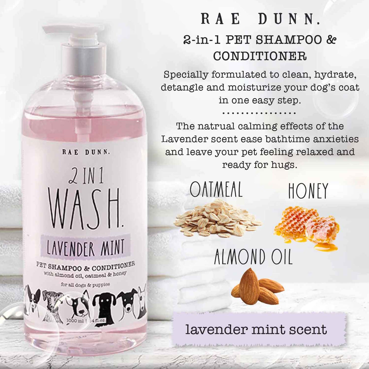 Rae Dunn "WASH." 2-IN-1 Pet Shampoo + Conditioner