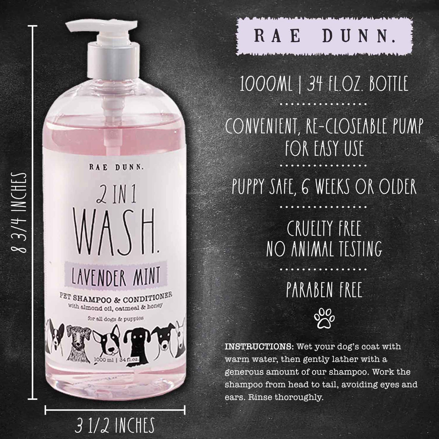 Rae Dunn "WASH." 2-IN-1 Pet Shampoo + Conditioner