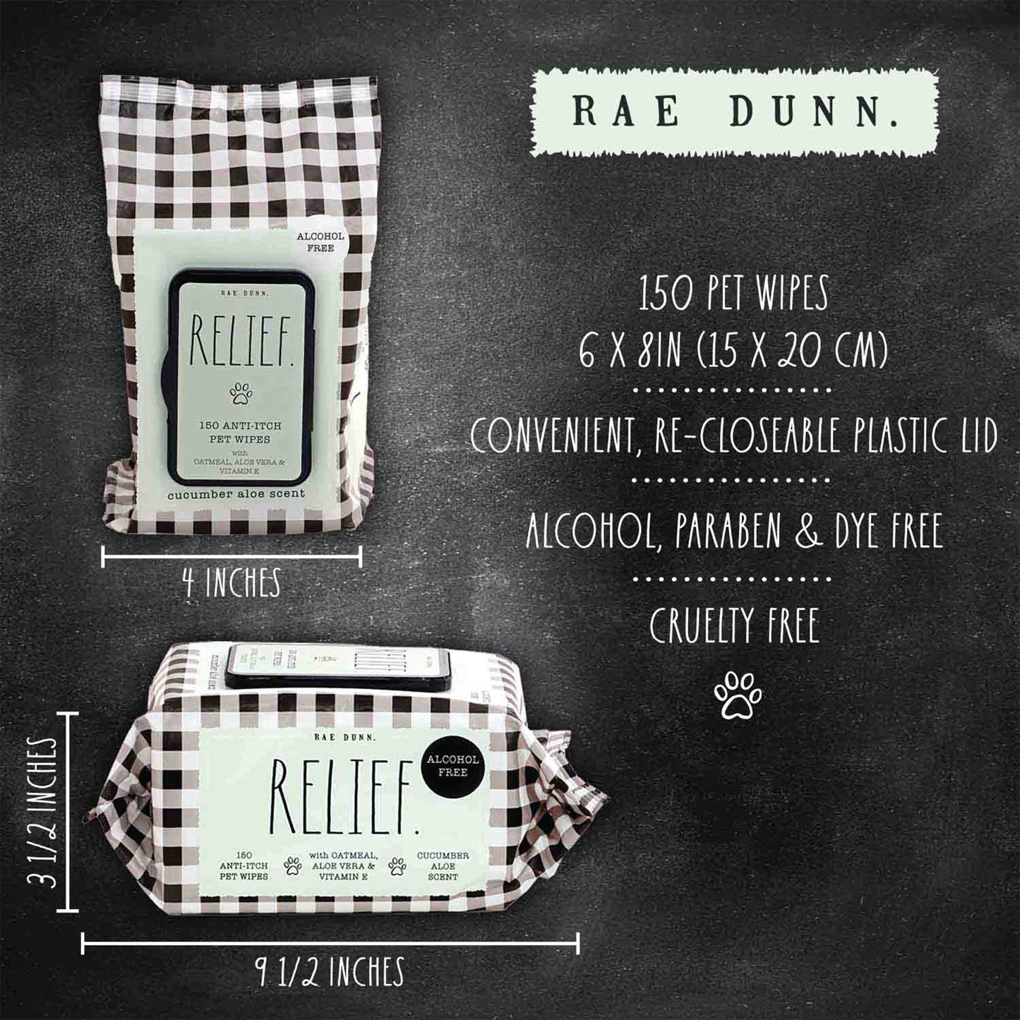 Rae Dunn "RELIEF." Anti-Itch Pet Wipes