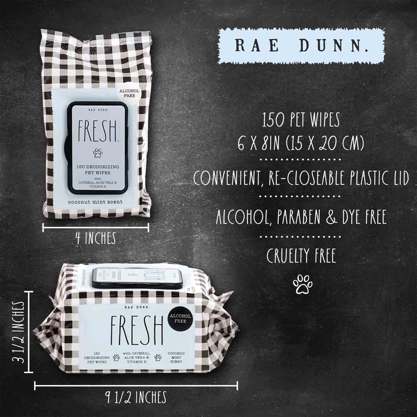 Rae Dunn " FRESH." Deodorizing Pet Wipes