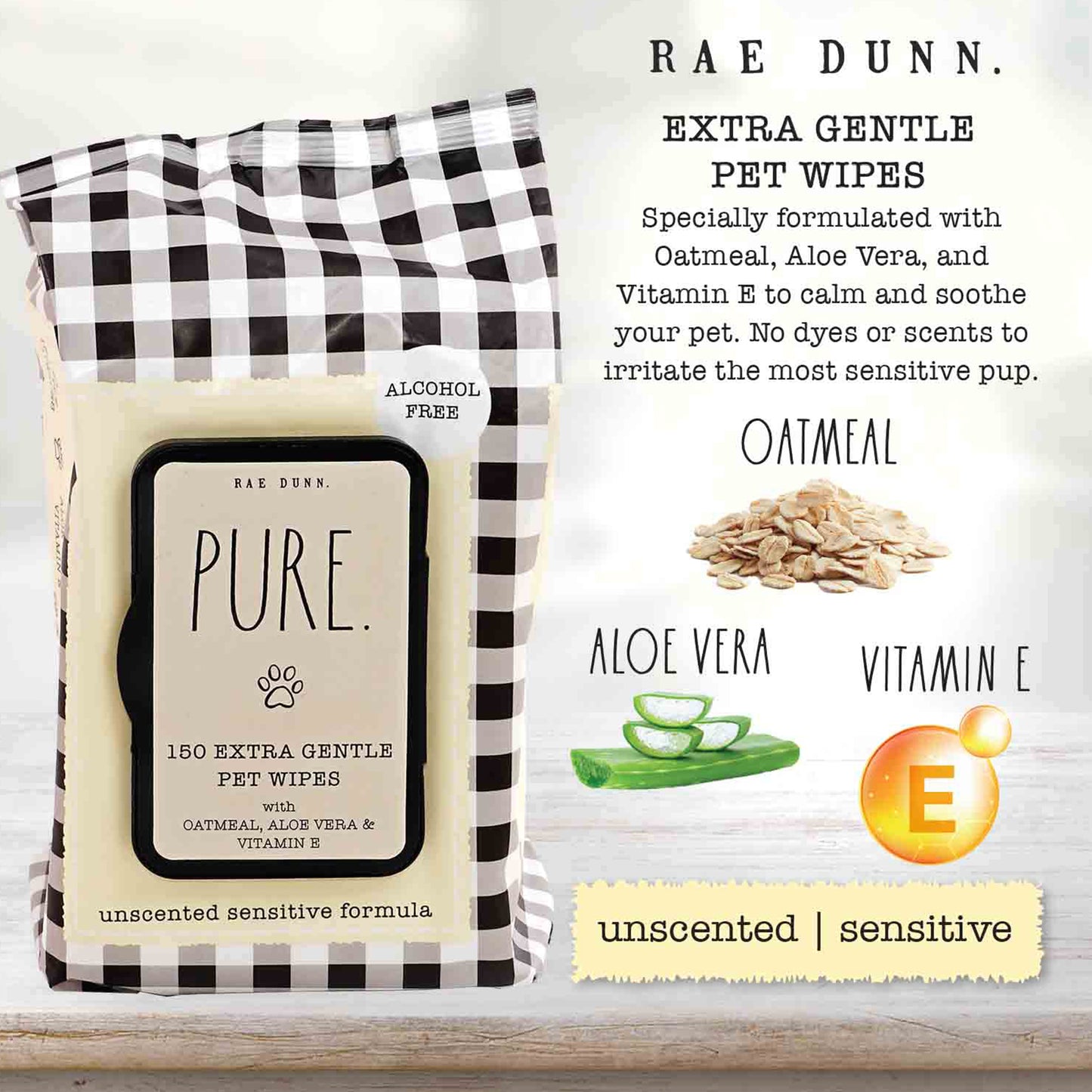 Rae Dunn "PURE" Unscented Pet Wipes