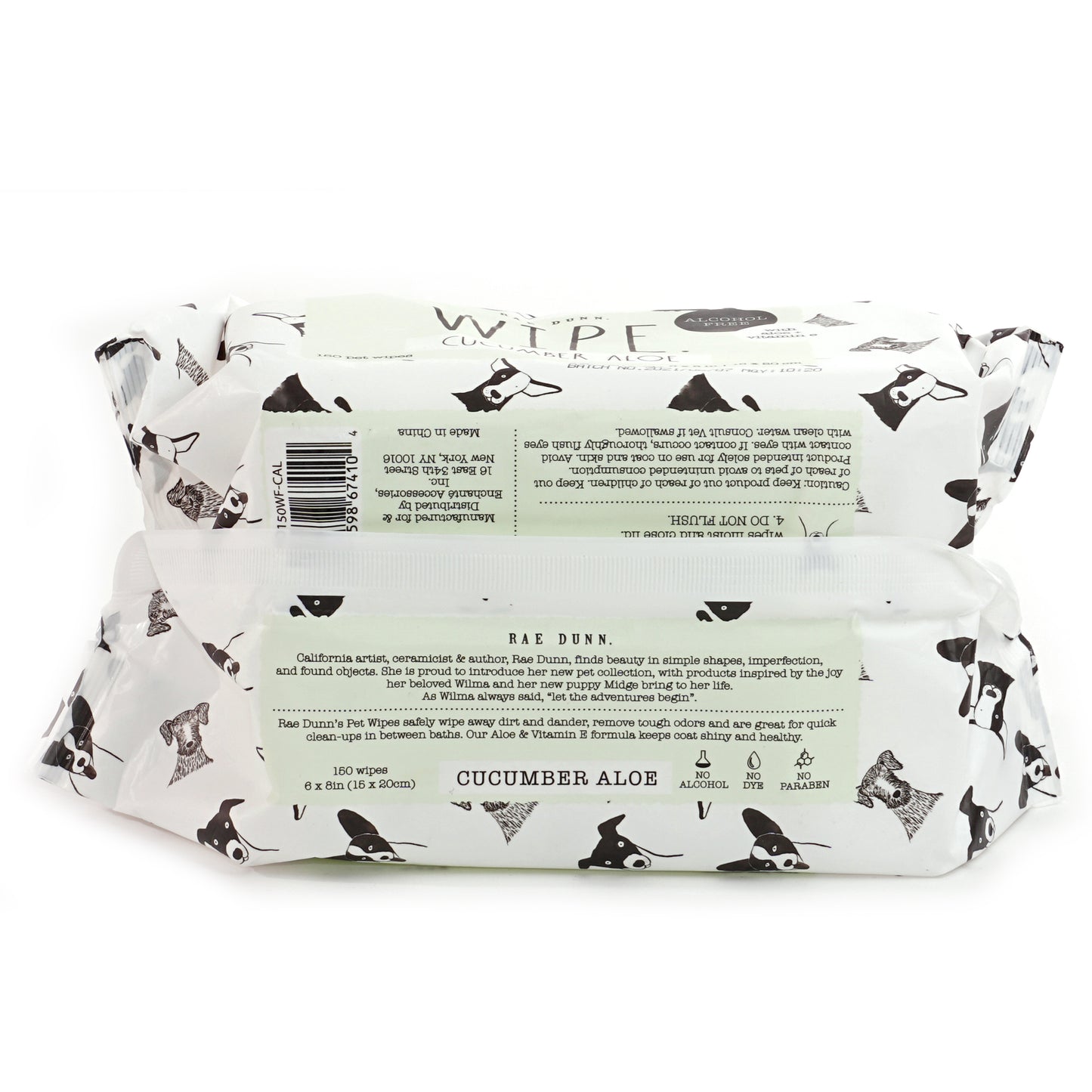 Rae Dunn "WIPE" Pet Wipes with Aloe and Vitamin E. Cucumber Aloe Scent