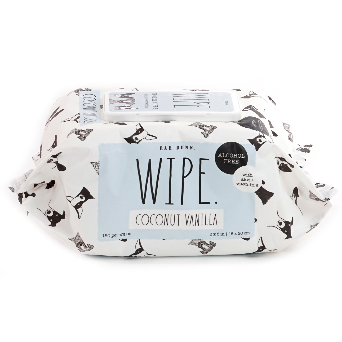 Rae Dunn "WIPE" Pet Wipes with Aloe and Vitamin E, Coconut Vanilla Scent