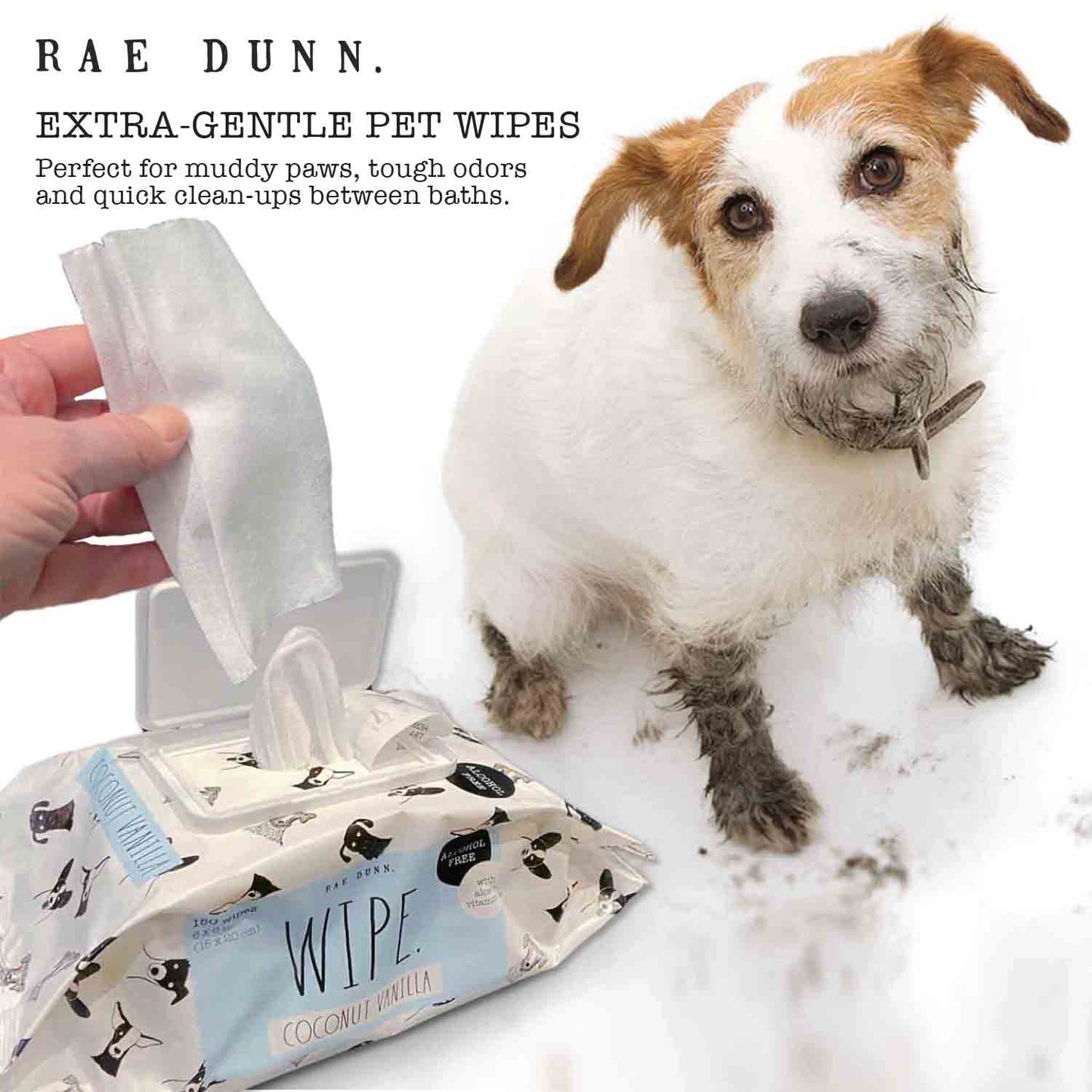 Rae Dunn "WIPE" Pet Wipes with Aloe and Vitamin E, Lavender Mint Scent