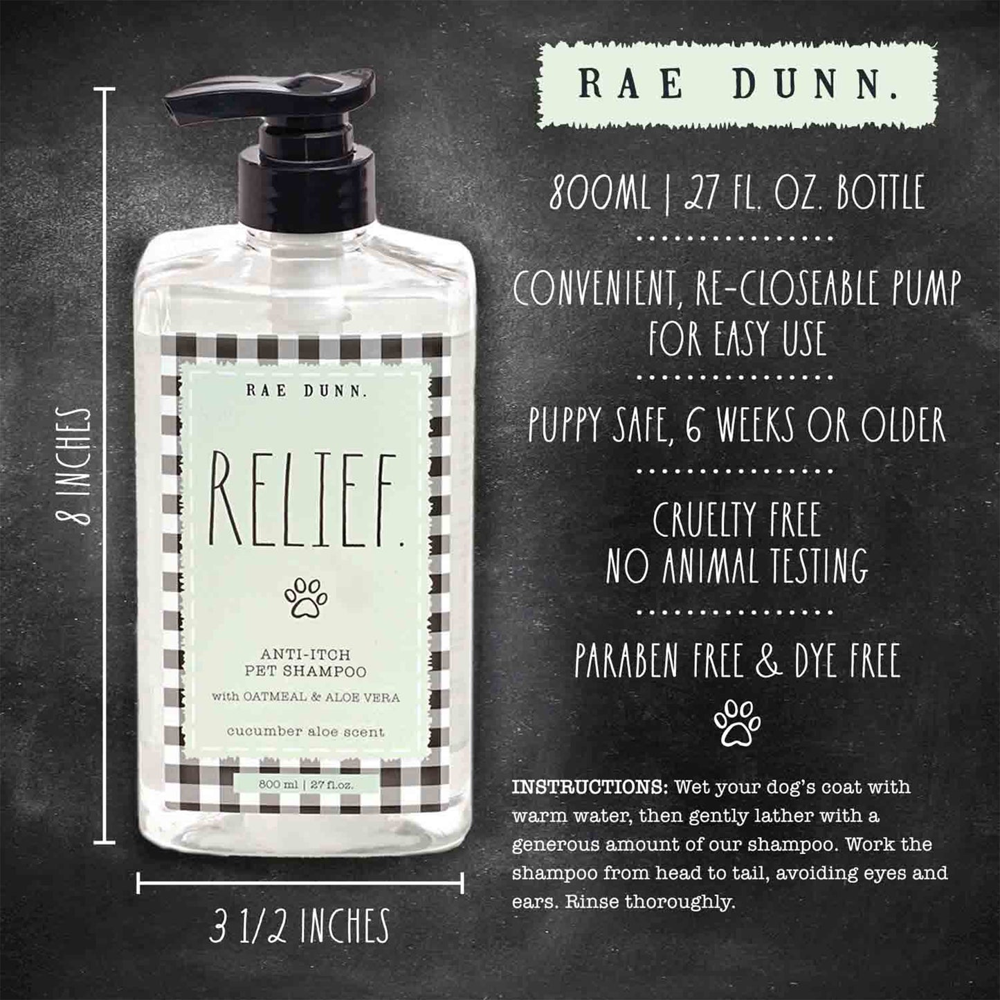 Rae Dunn "RELIEF." Anti-Itch Pet Shampoo