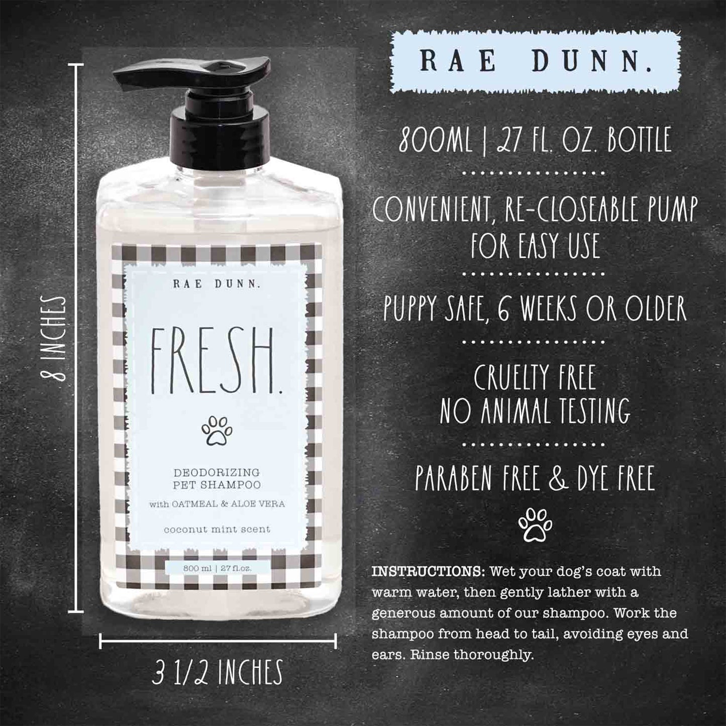 Rae Dunn "FRESH" Deodorizing Pet Shampoo