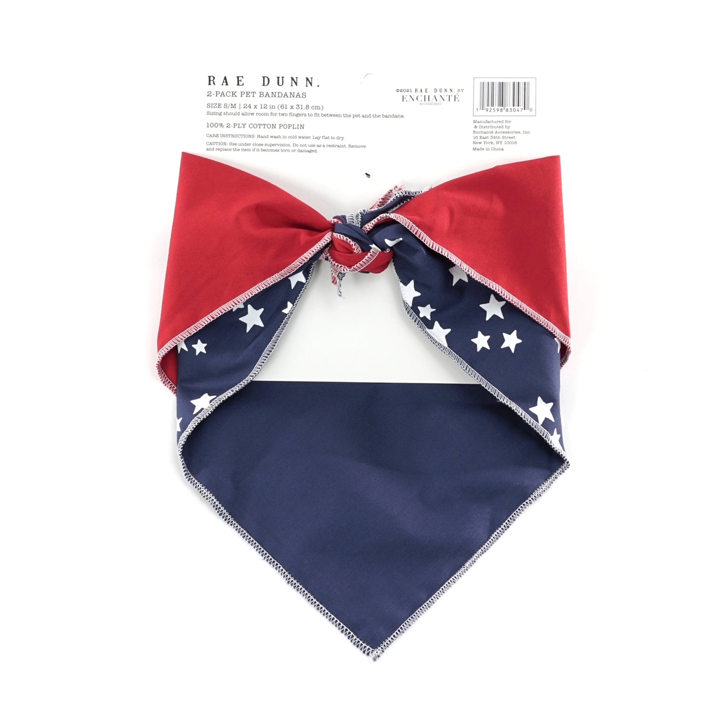 Rae Dunn WILD & FREE Stars Dog Bandana -  Pet Bandanas, Handkerchief Scarf for Dogs, 100% Cotton, Machine Washable (2-Pack)